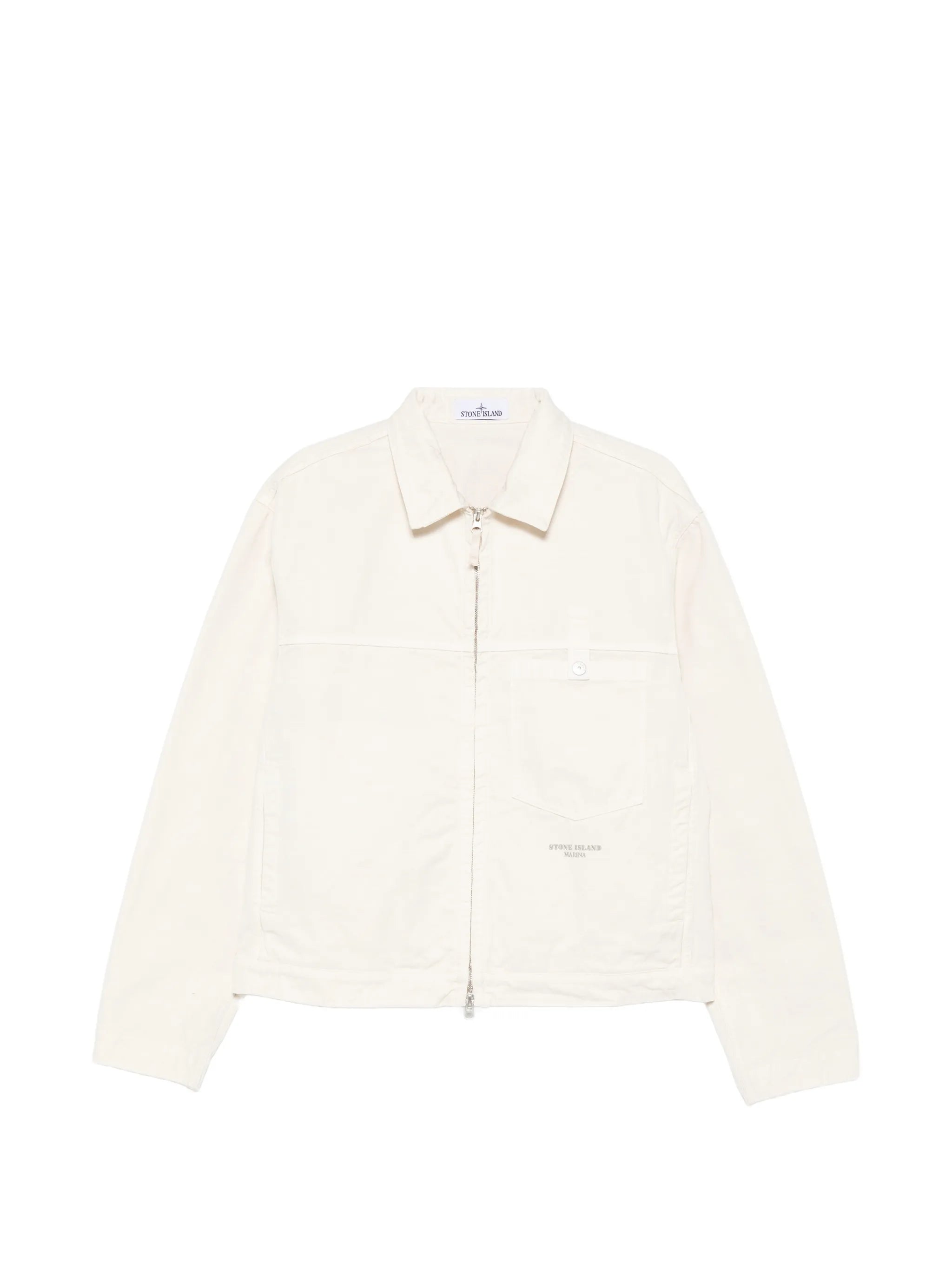 logo-embroidered shirt jacket