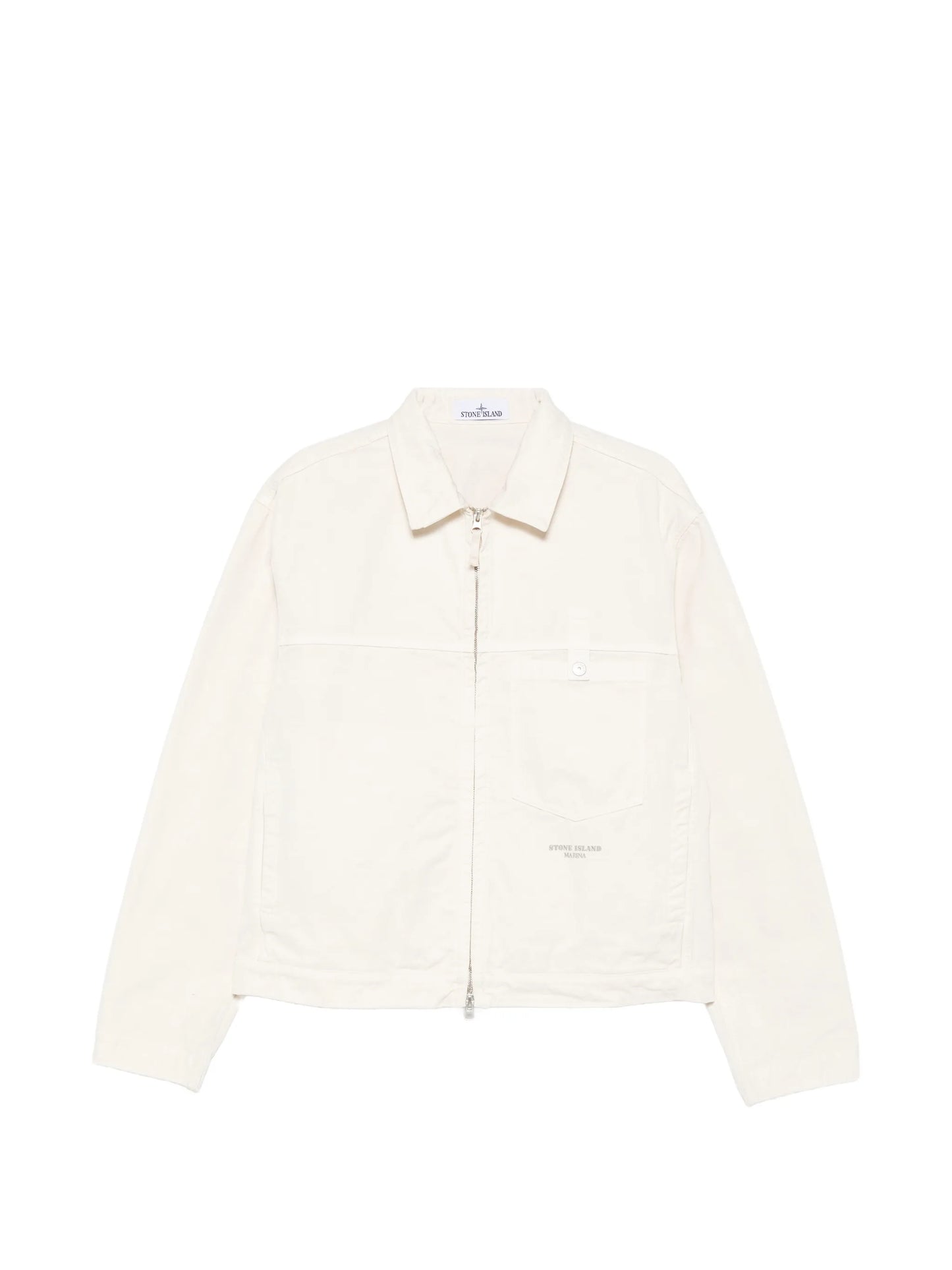 logo-embroidered shirt jacket