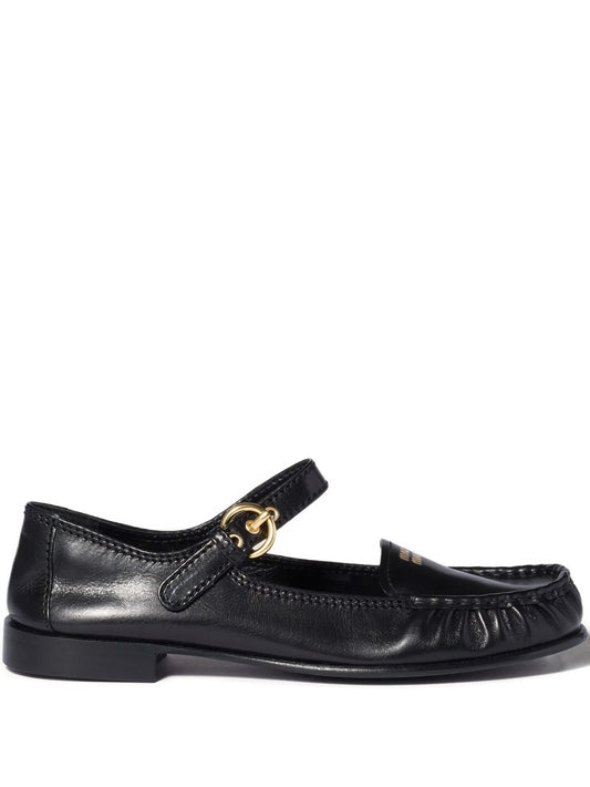 leather loafers with strap