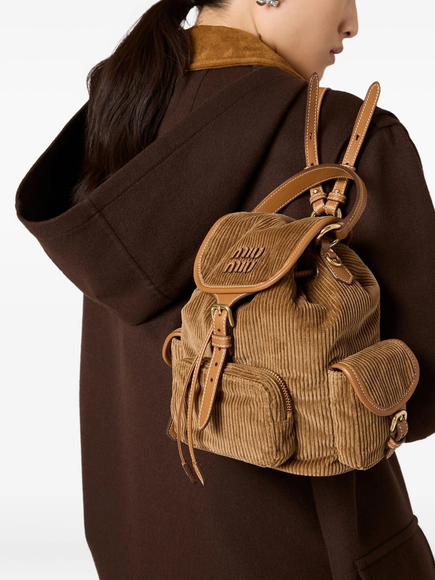 medium corduroy cotton backpack