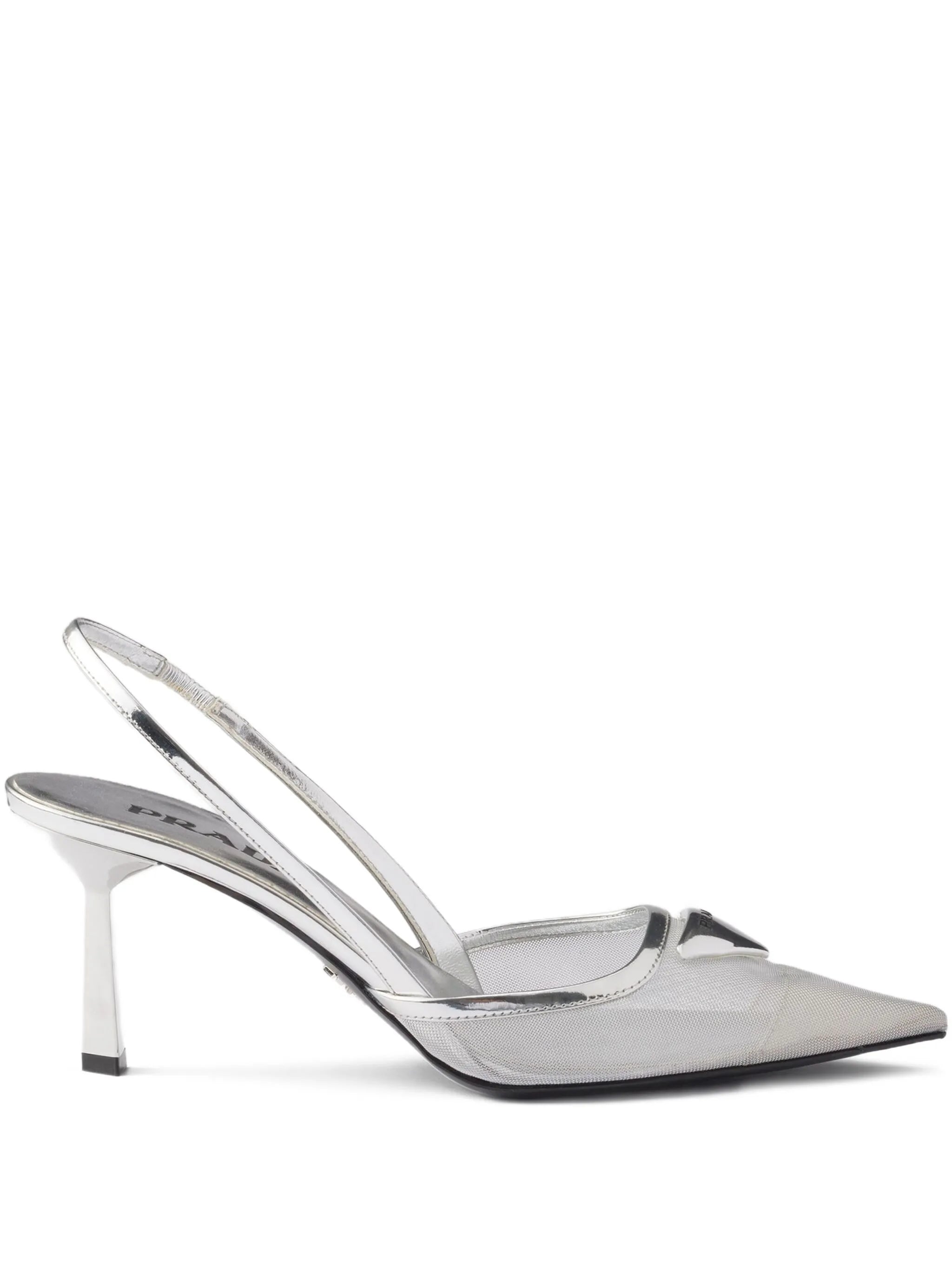 75mm triangle-logo slingback pumps