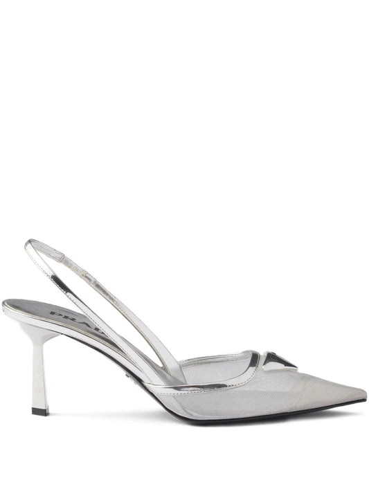 75mm triangle-logo slingback pumps