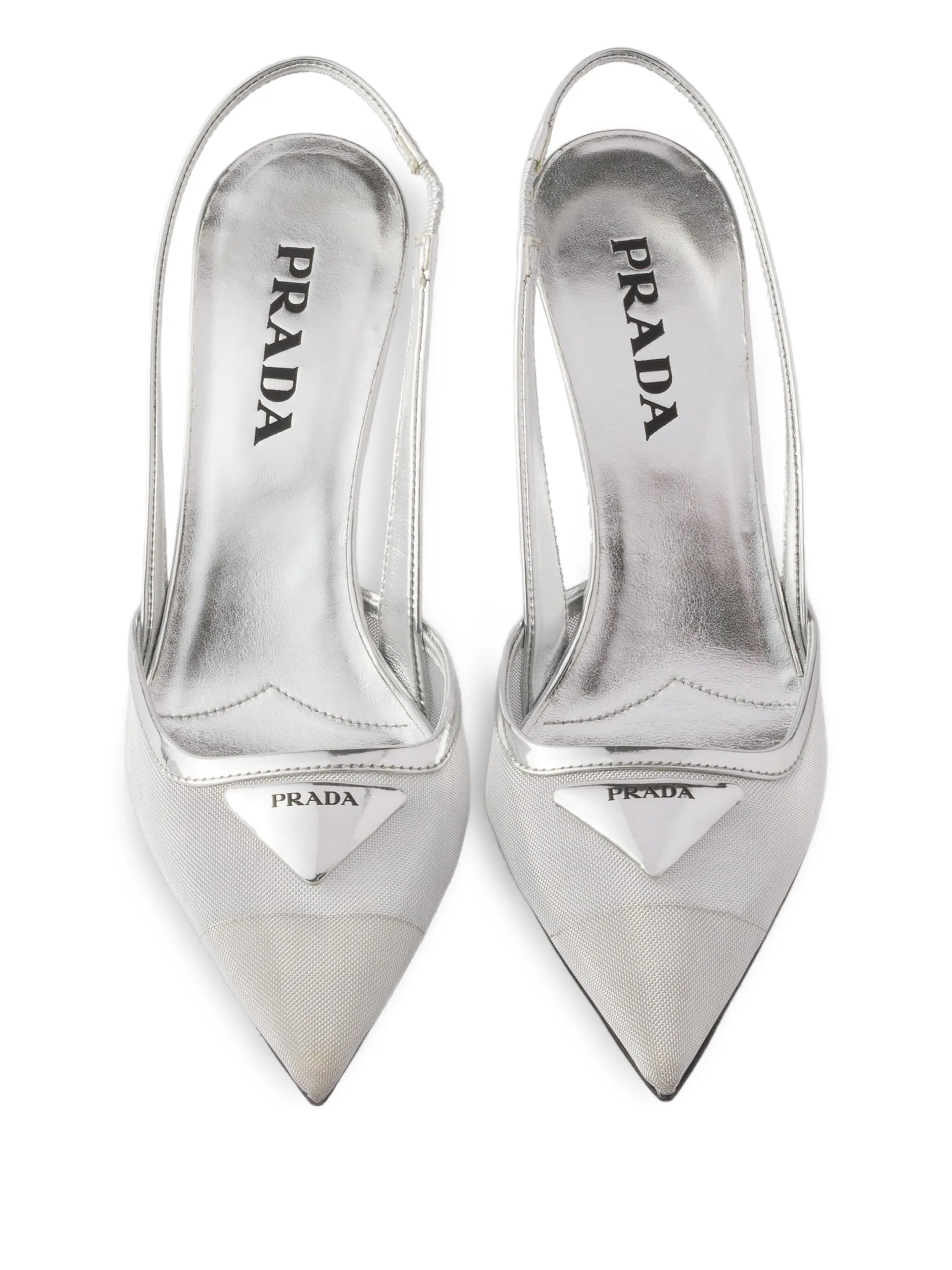 mesh fabric slingback pumps