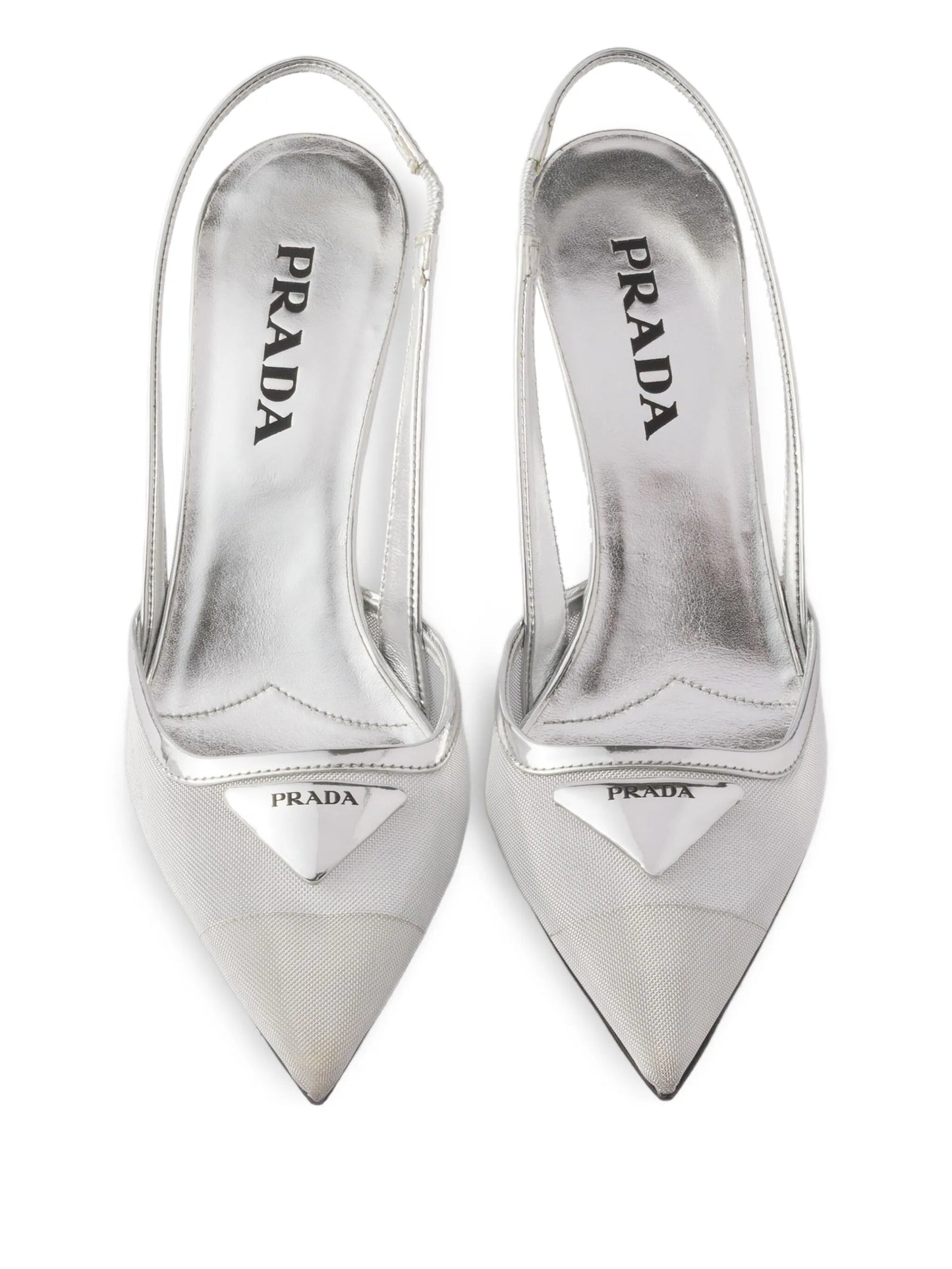 mesh fabric slingback pumps