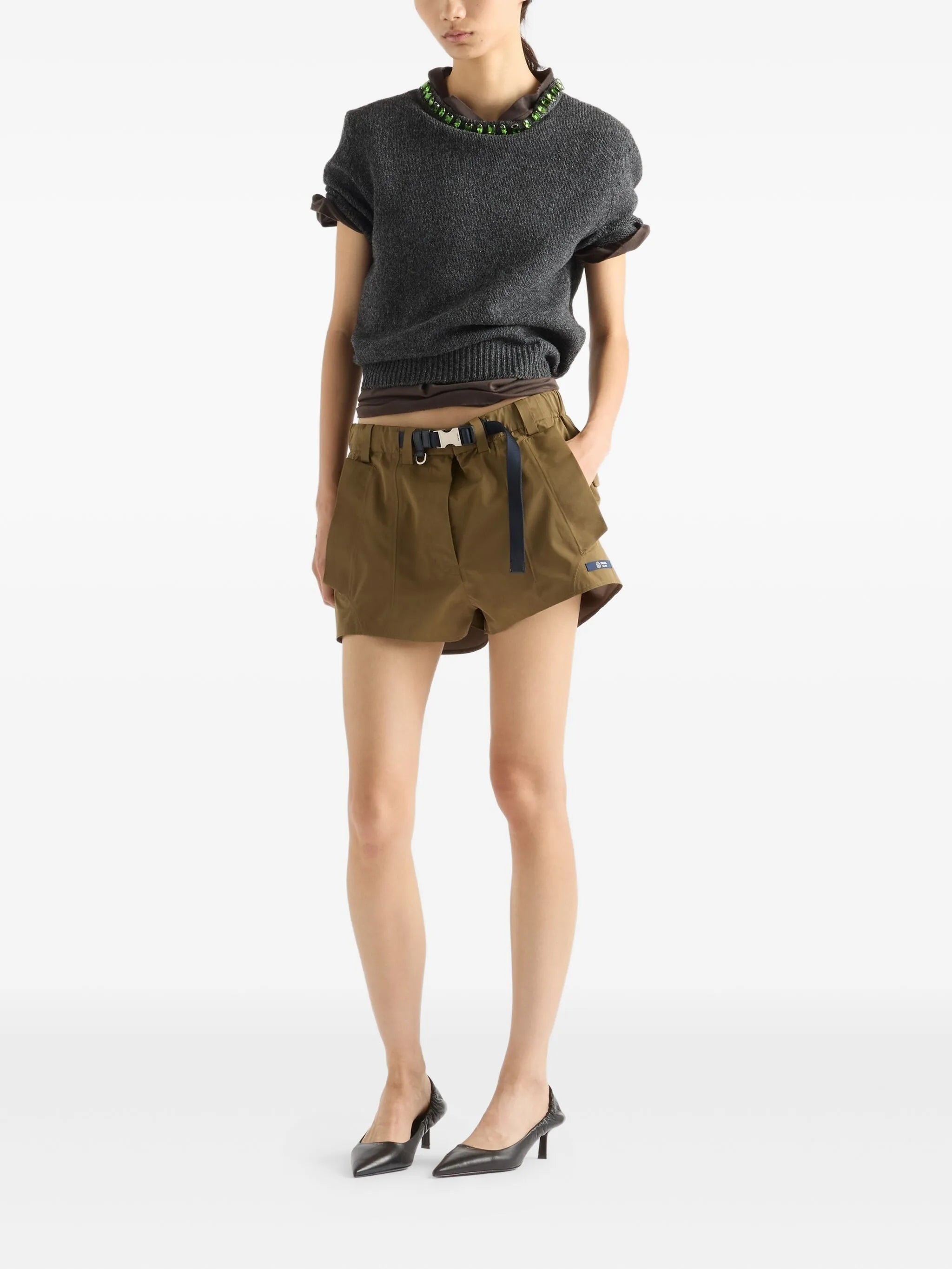 crystal-embellished short-sleeve sweater