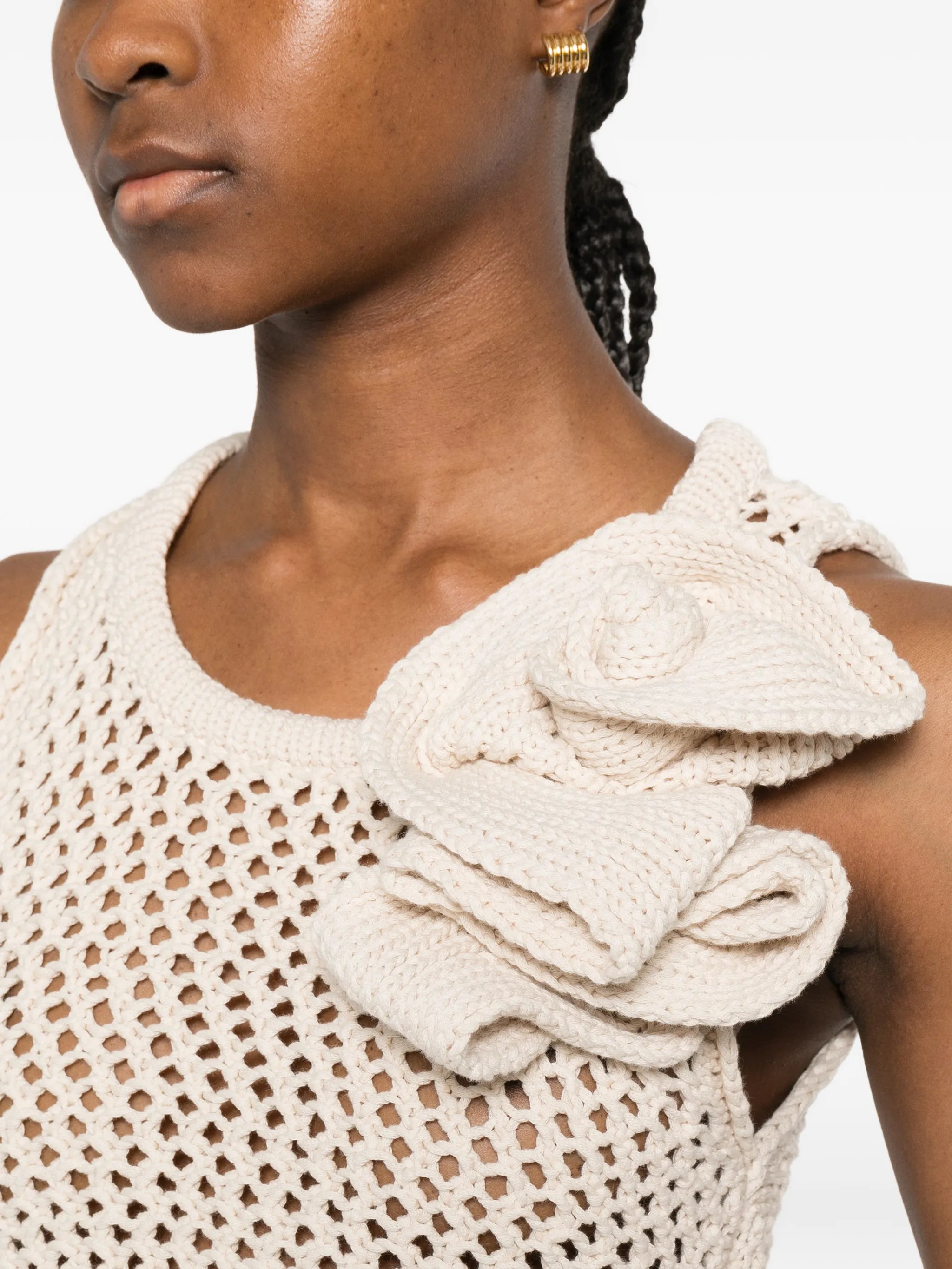 flower asymmetric knit top