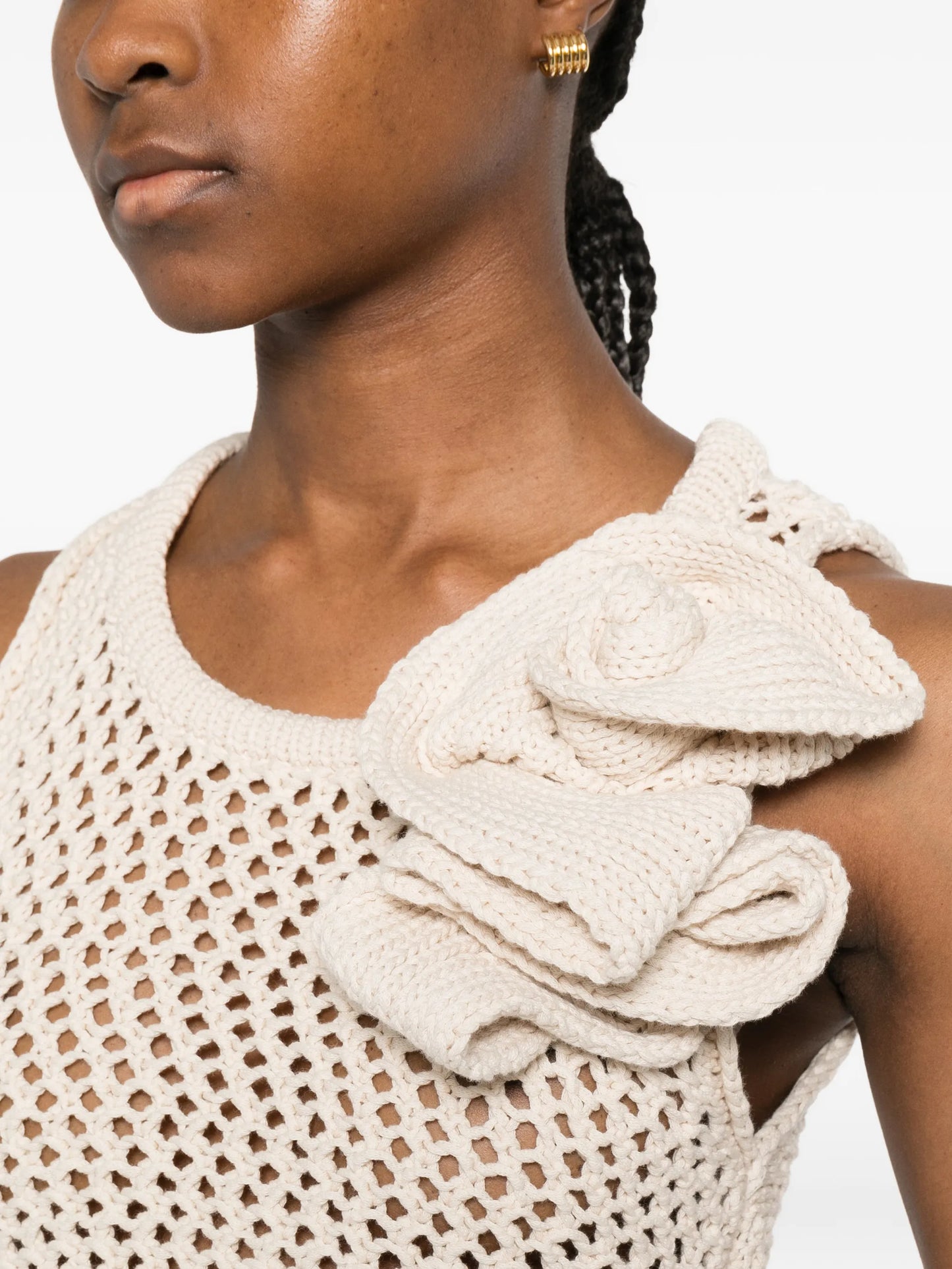 flower asymmetric knit top