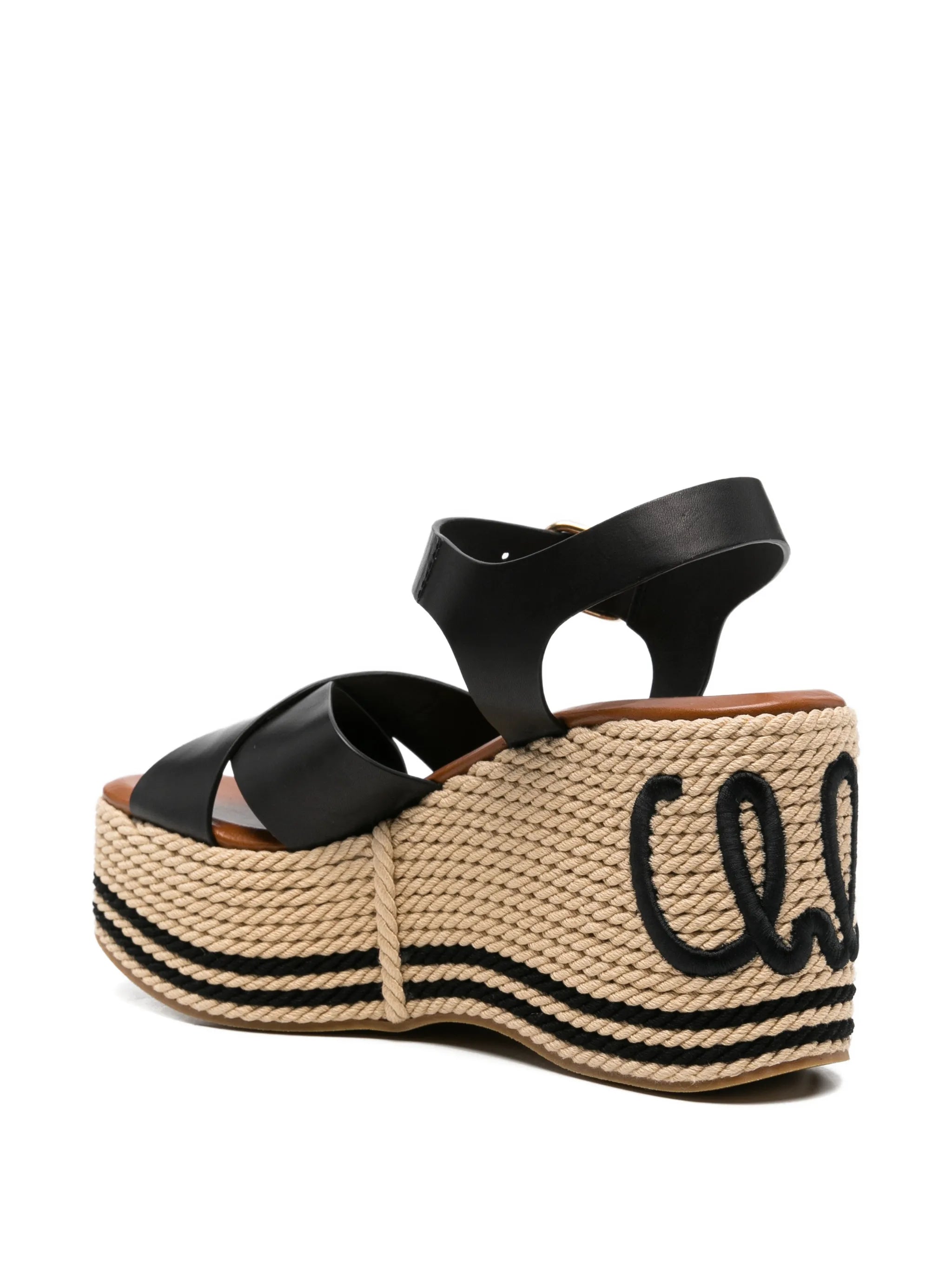 logo-embroidered platform-heel sandals