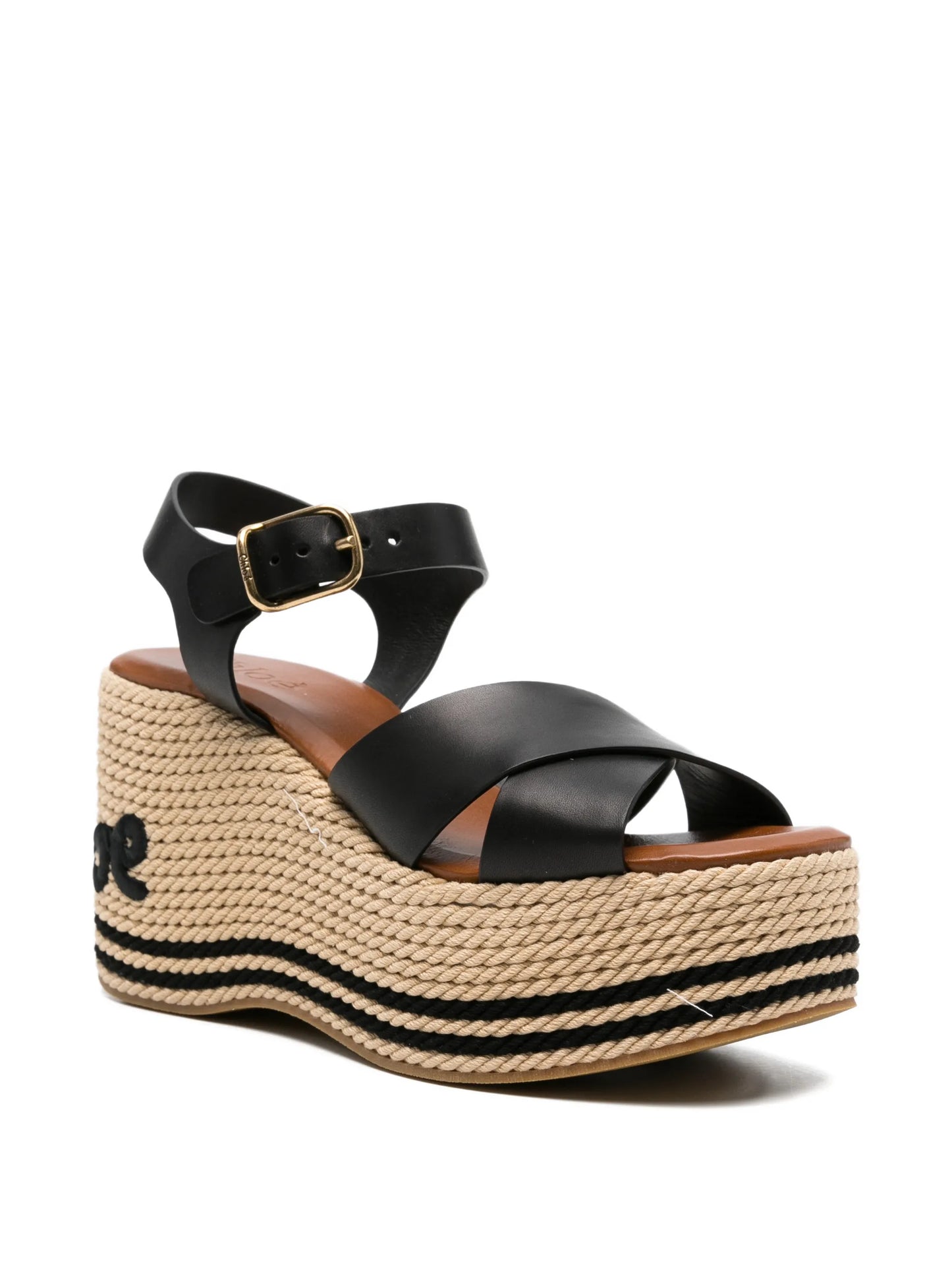 logo-embroidered platform-heel sandals