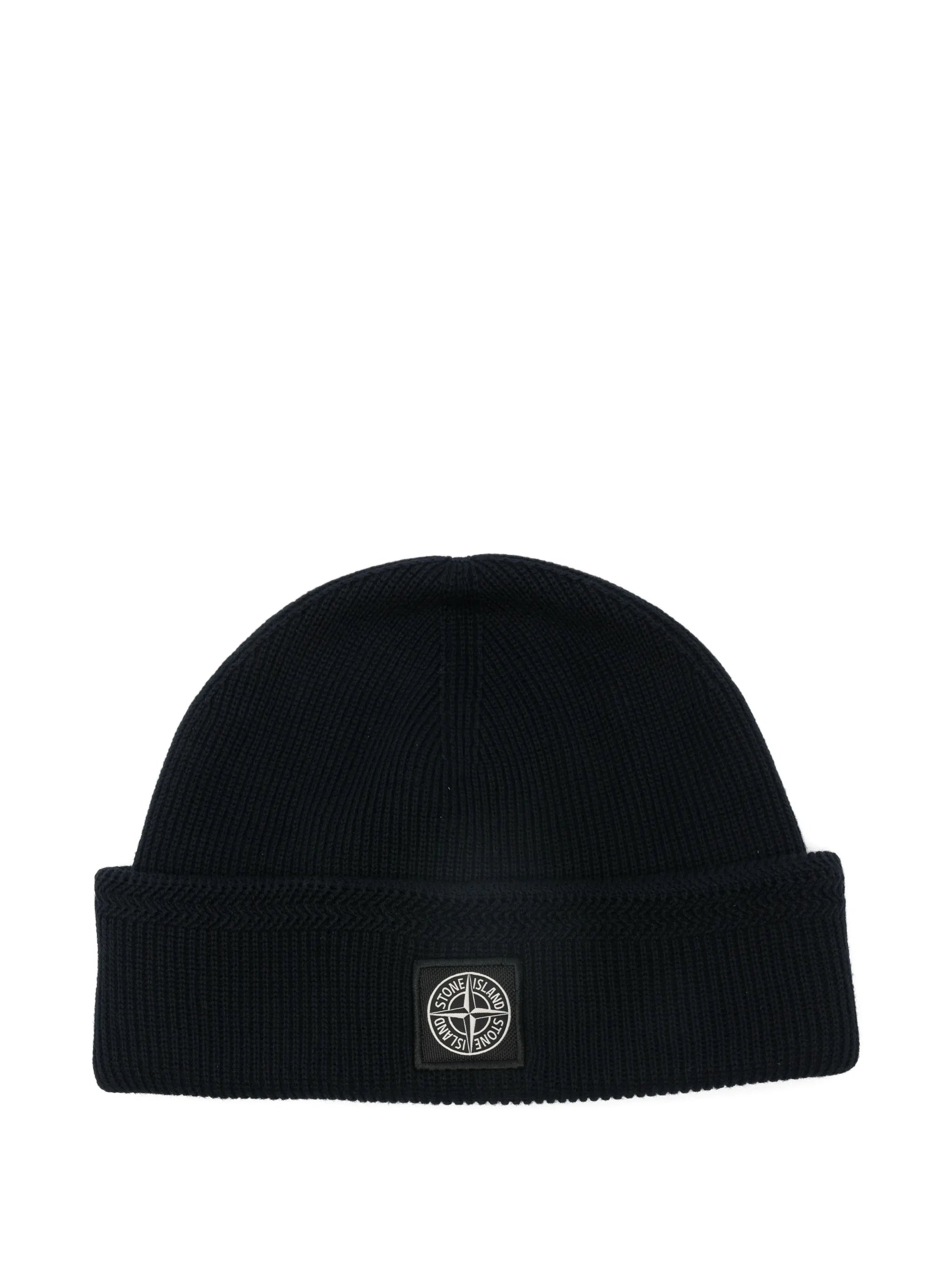 logo-patch cotton beanie hat