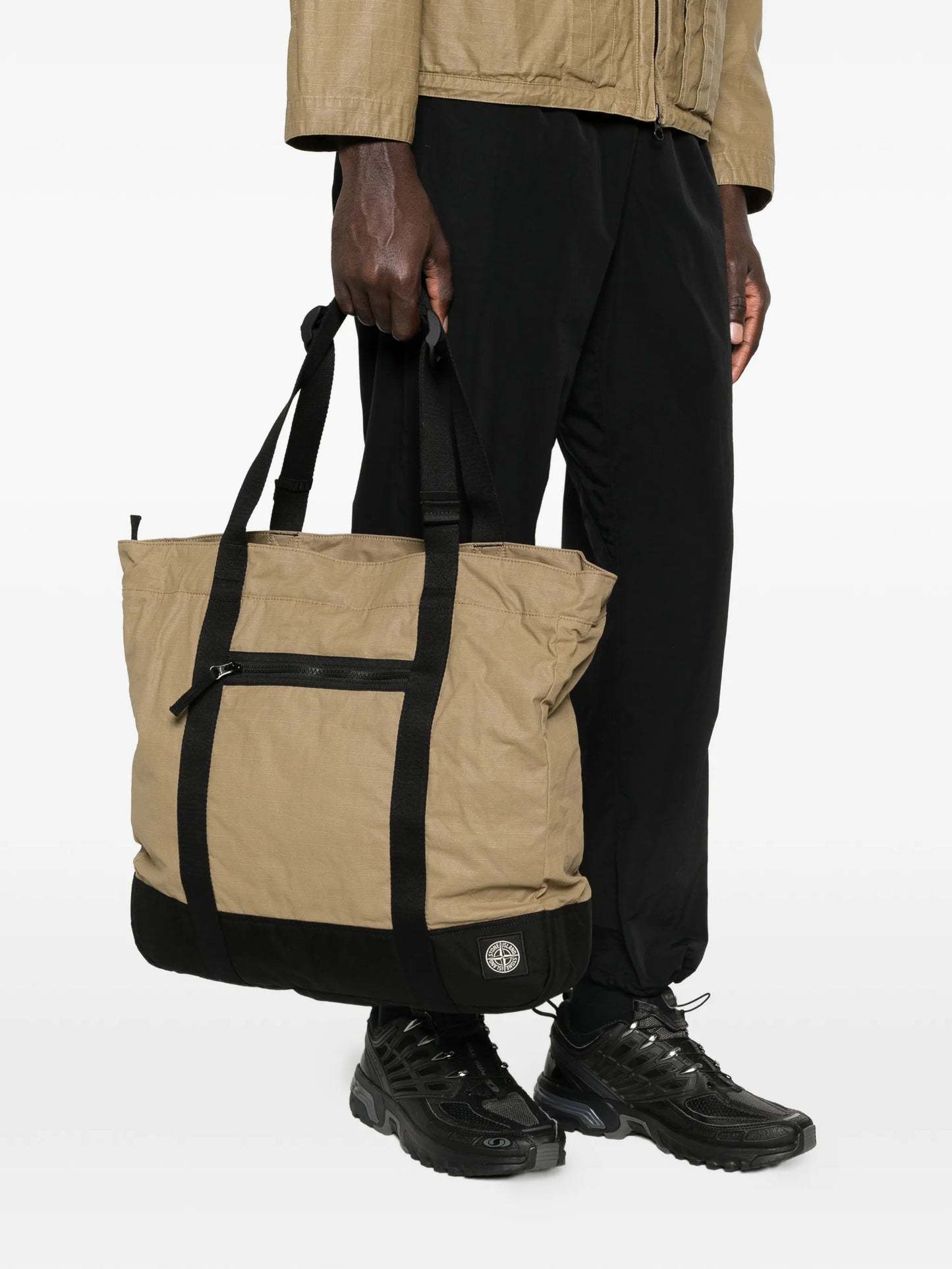 9200034 double coated cotton ripstop tote bag with zip pocket
