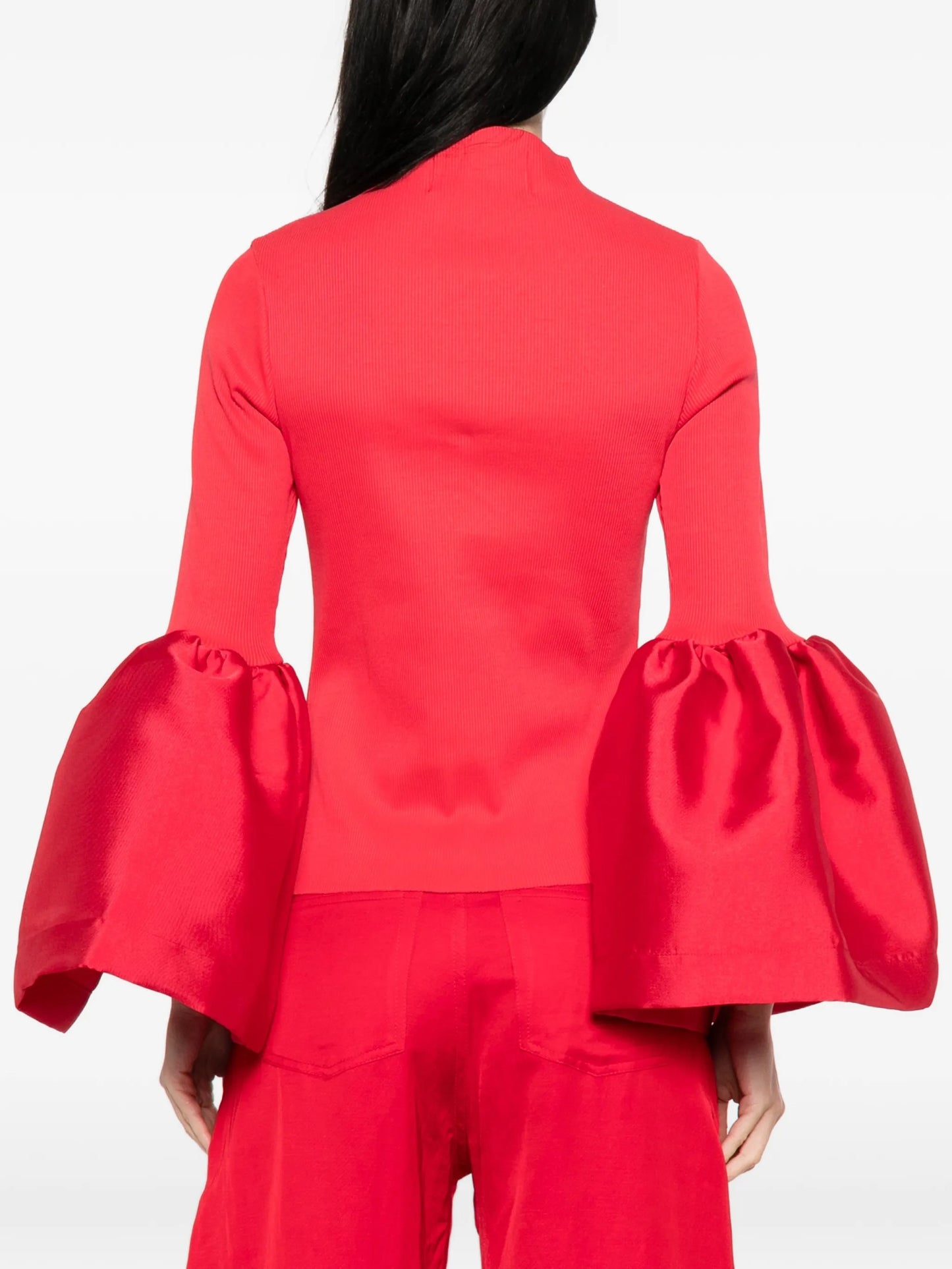 flared-cuff mock-neck top