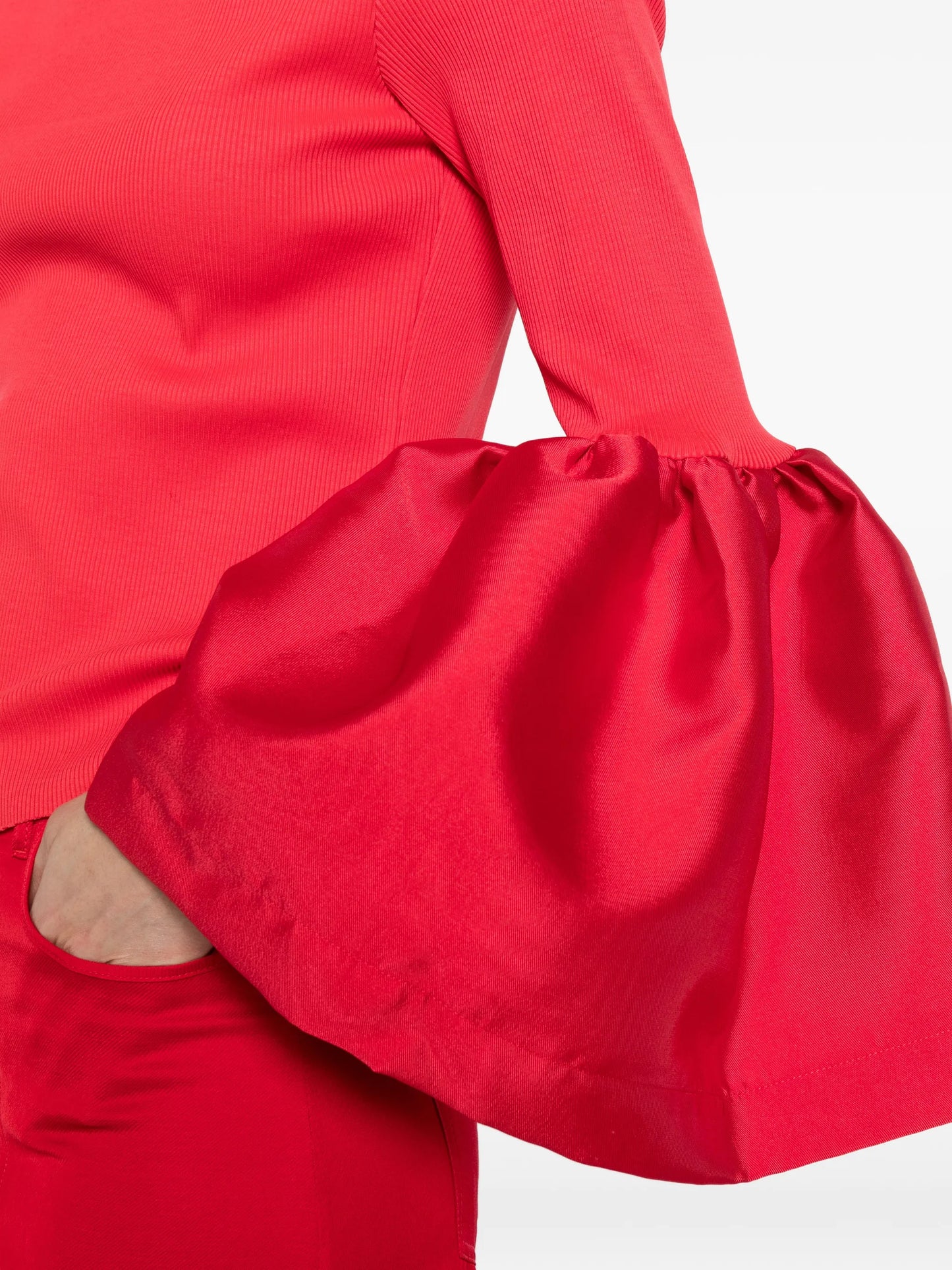 flared-cuff mock-neck top