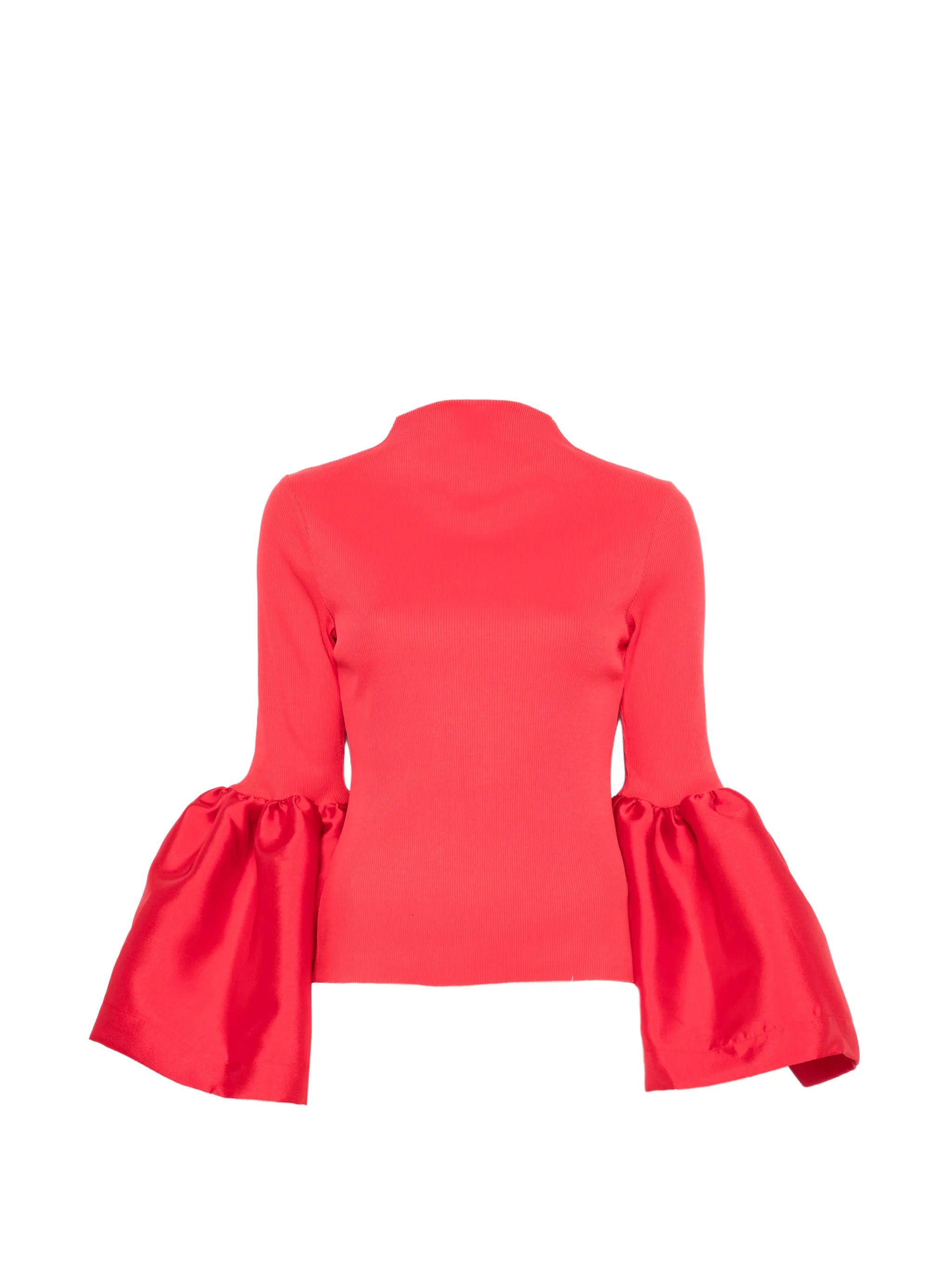 flared-cuff mock-neck top