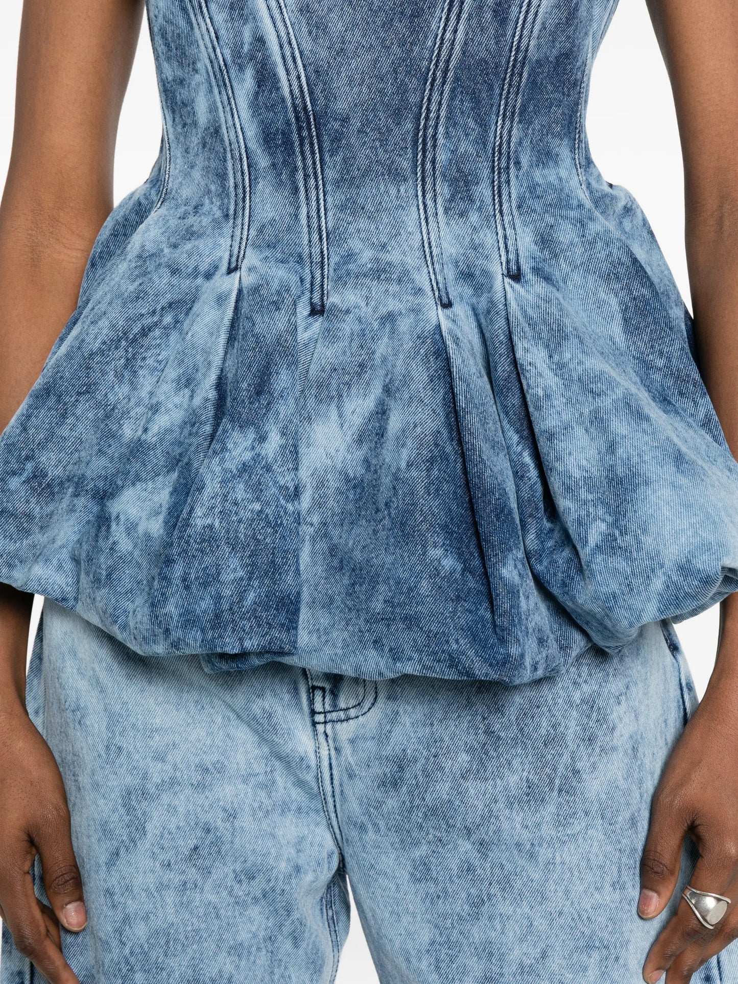 pleated acid wash top
