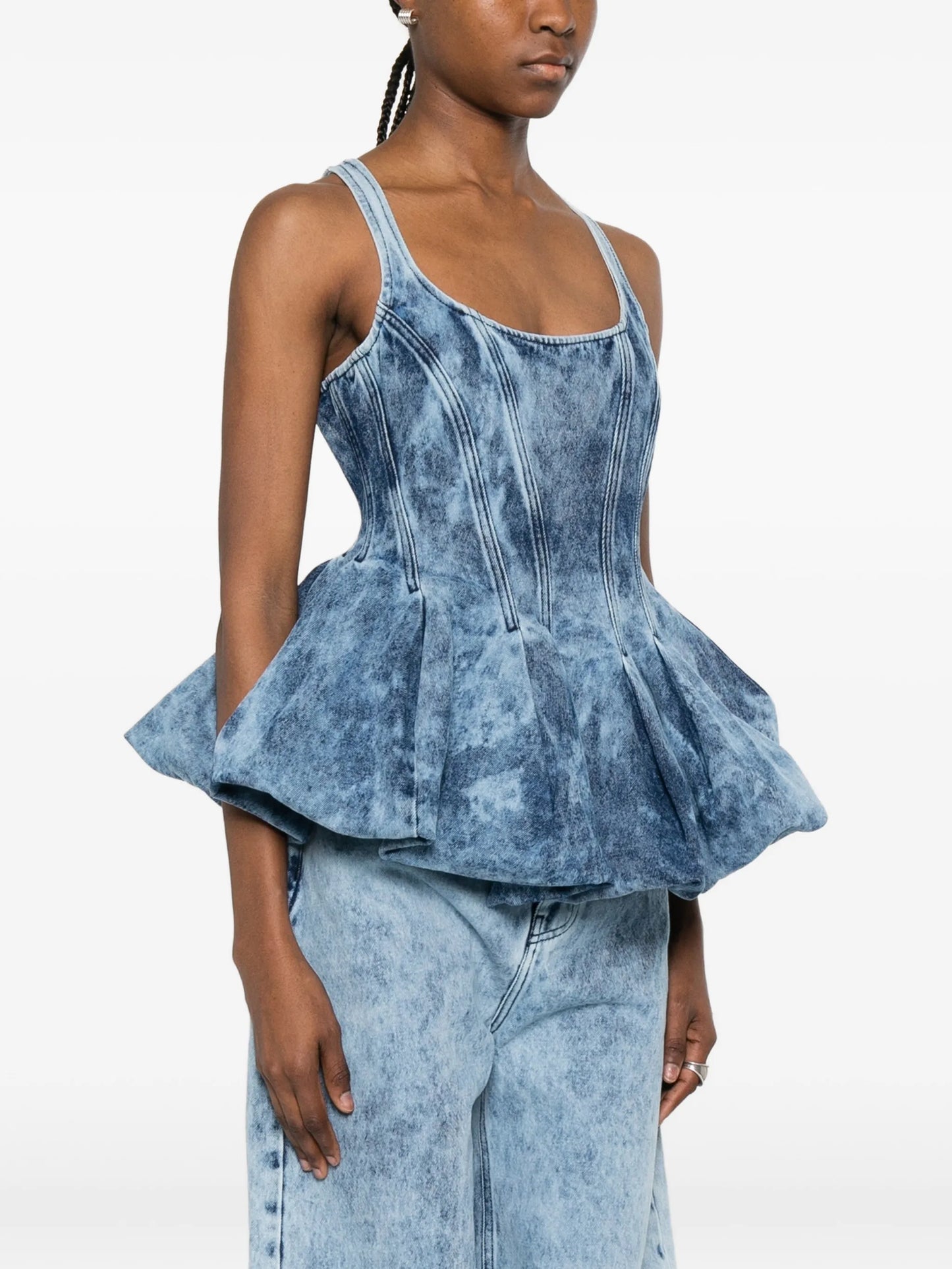 pleated acid wash top