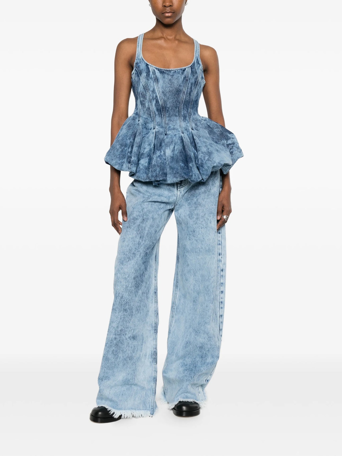 pleated acid wash top