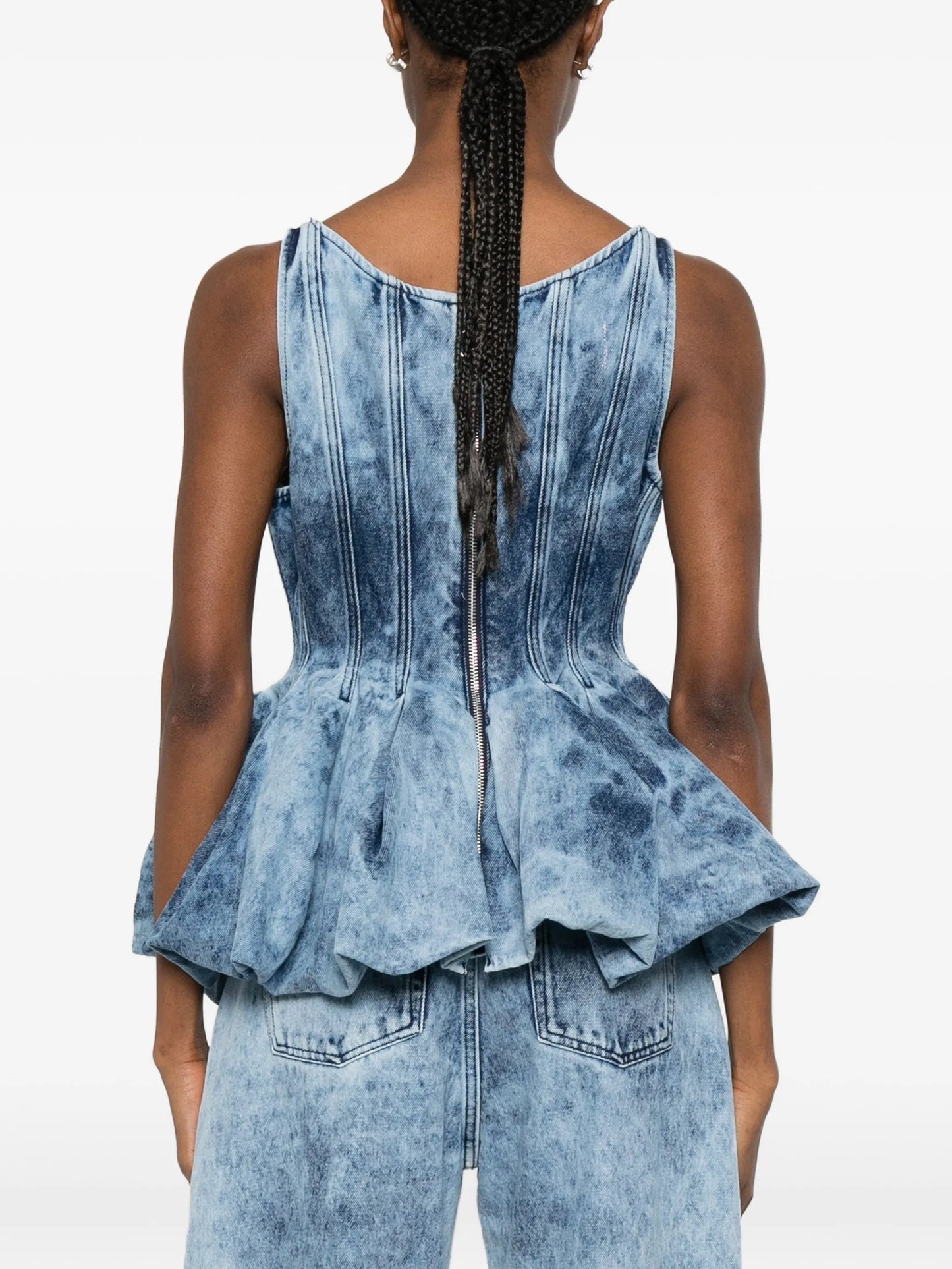pleated acid wash top