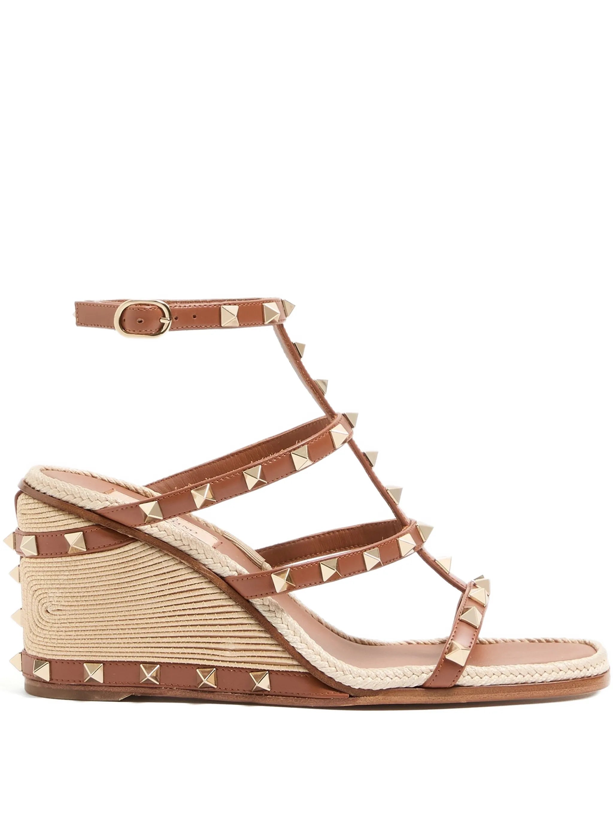 Rockstud Wedge Sandals with cornely embroidery