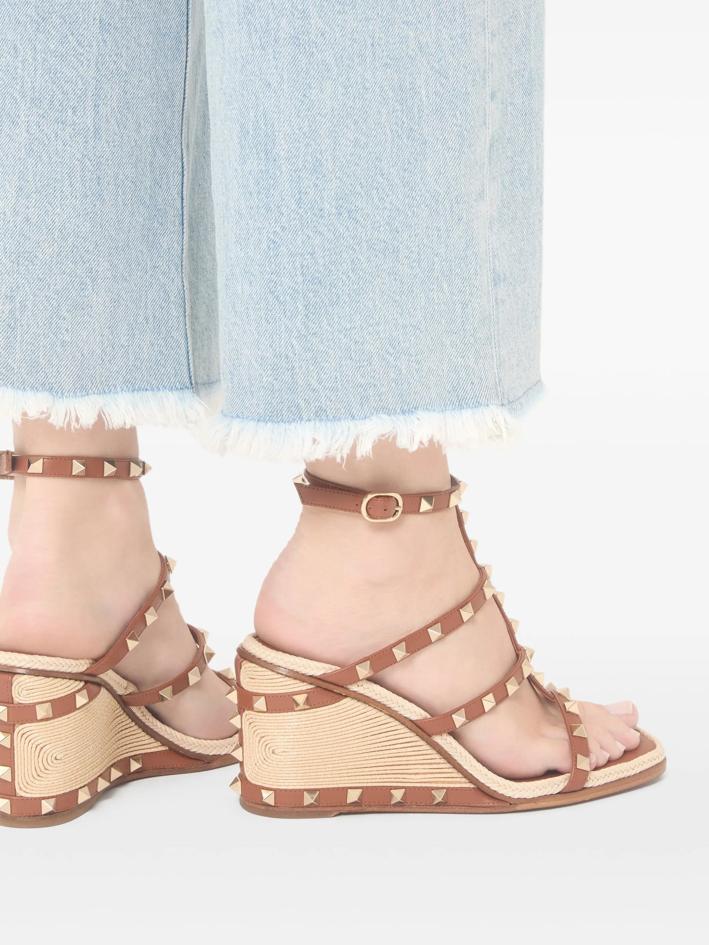 Rockstud Wedge Sandals with cornely embroidery