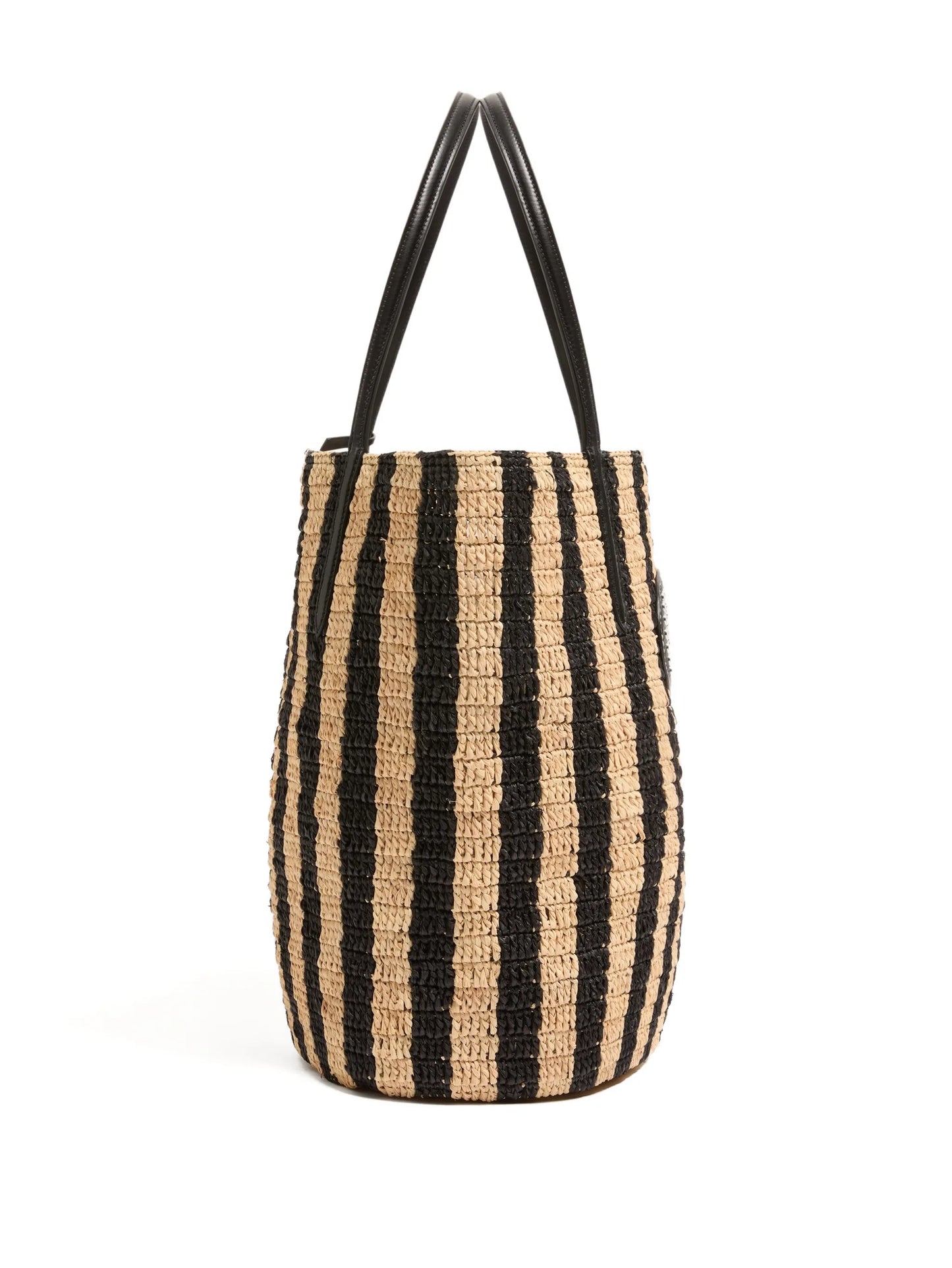 striped raffia shopping bag