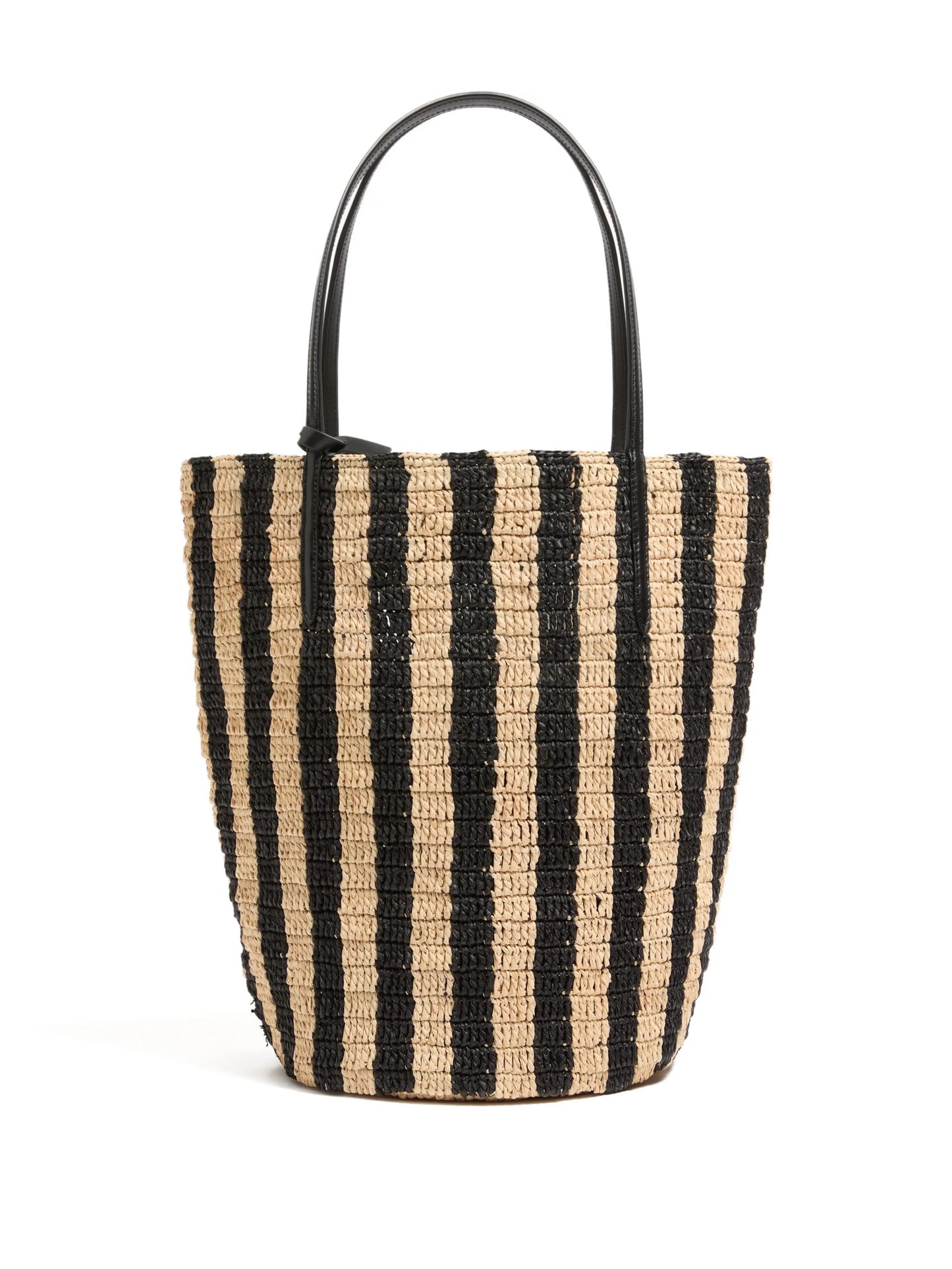 striped raffia shopping bag