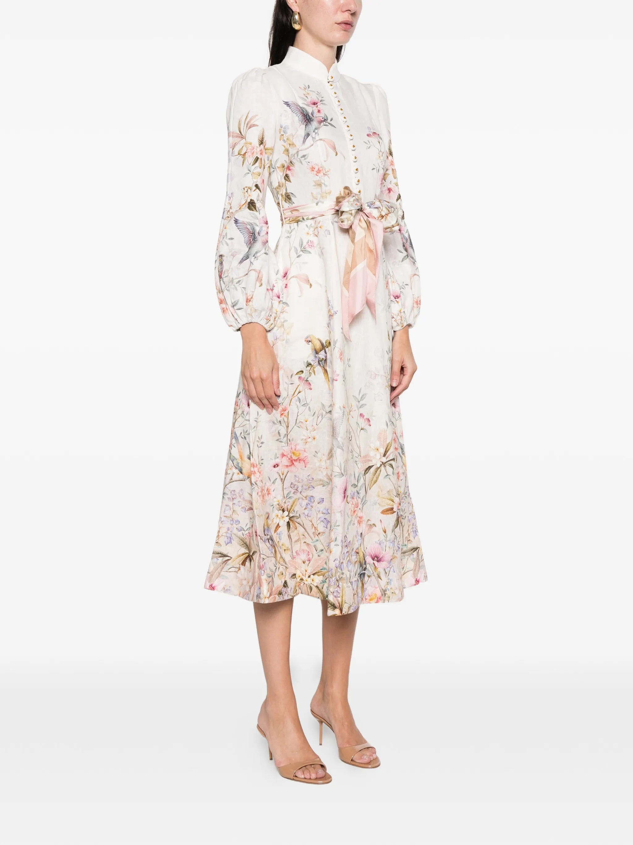 Rebellion button floral-print midi dress