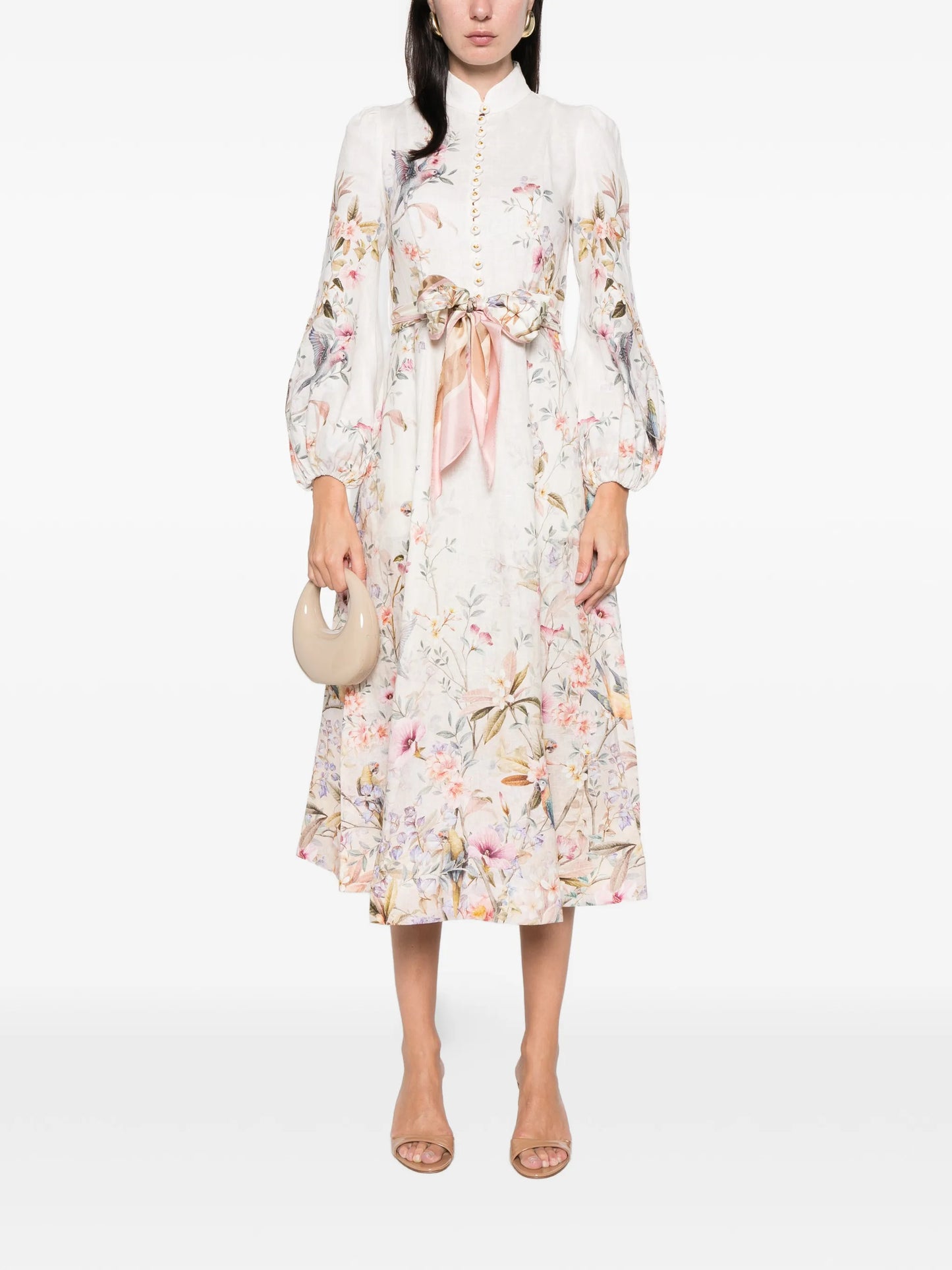 Rebellion button floral-print midi dress