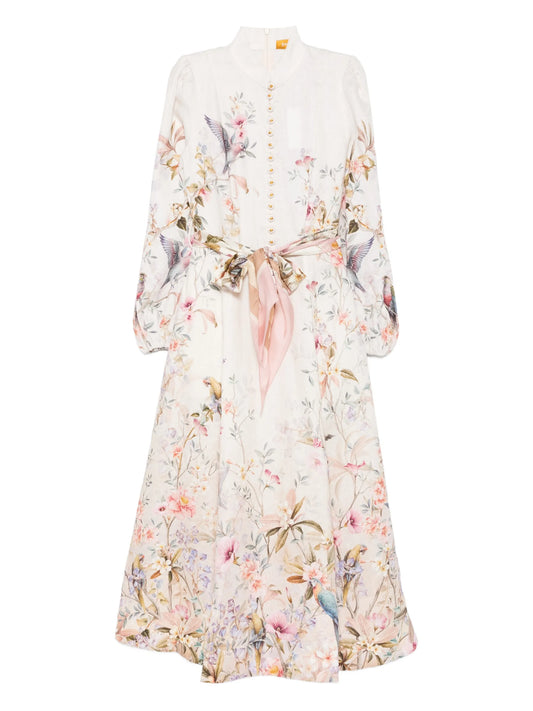 Rebellion button floral-print midi dress
