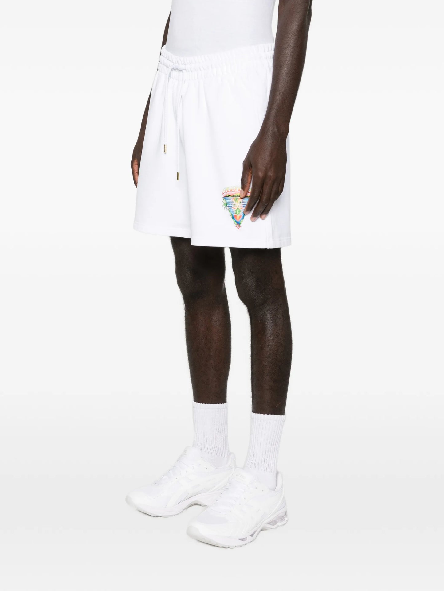 drawstring graphic track shorts