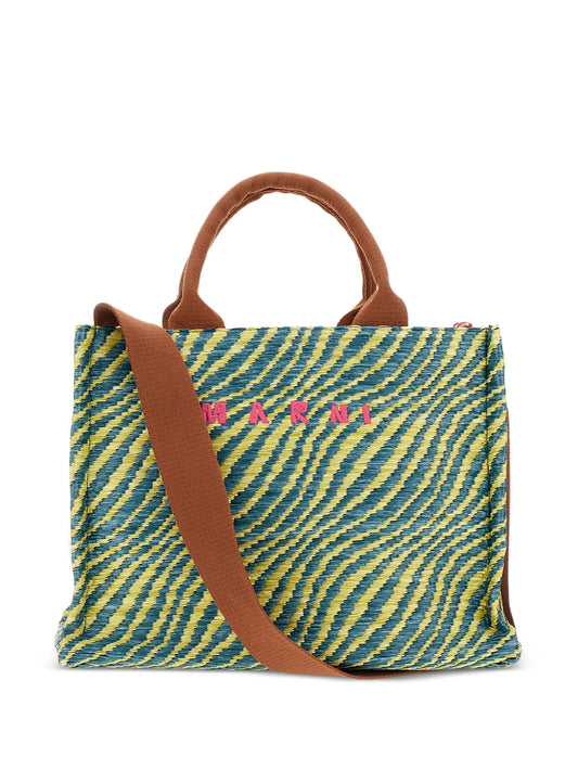 small wave-patterned tote bag