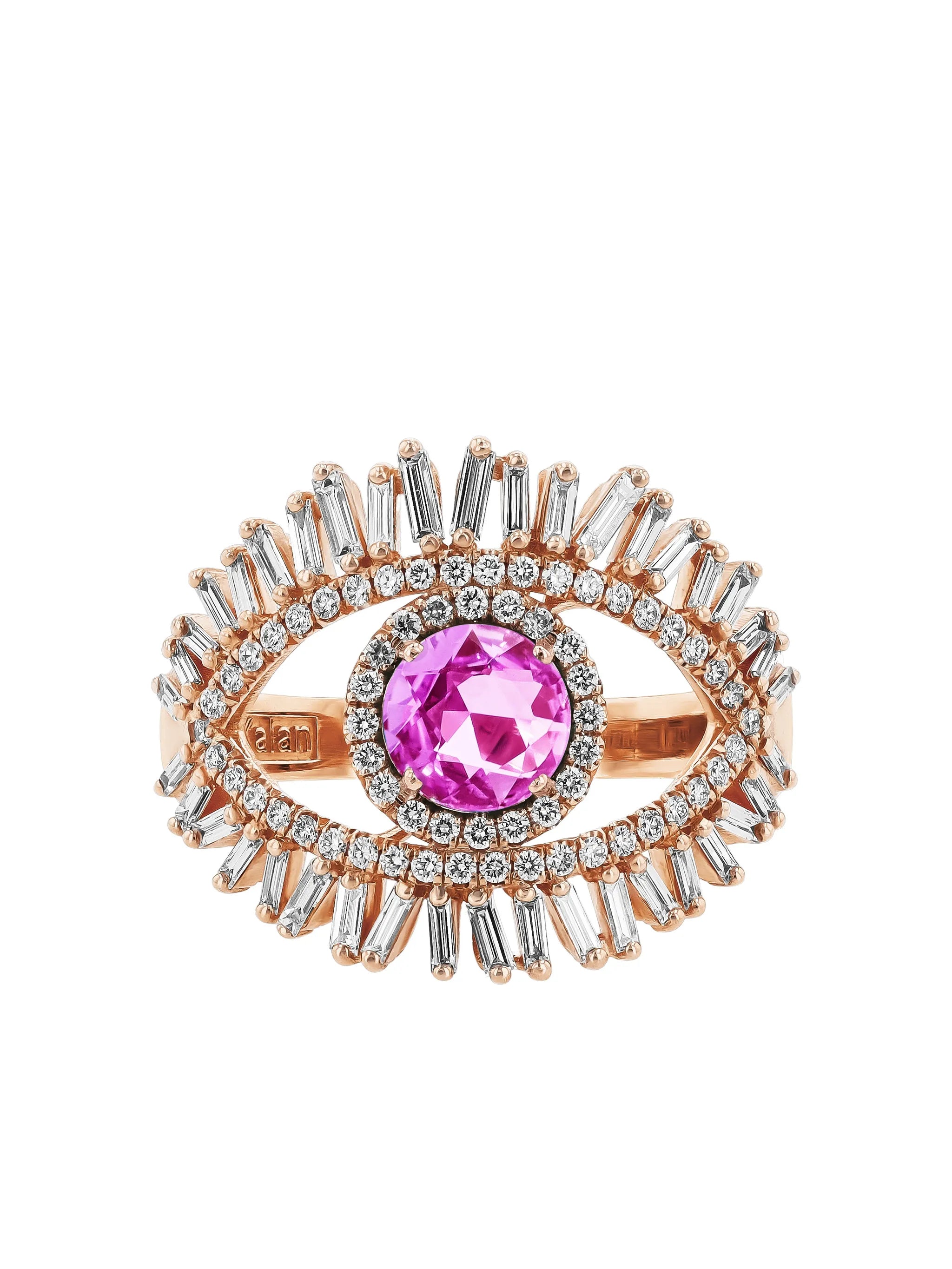 18K rose gold sapphire eye ring