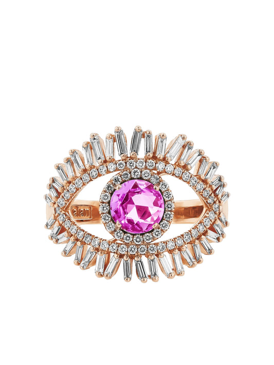 18K rose gold sapphire eye ring