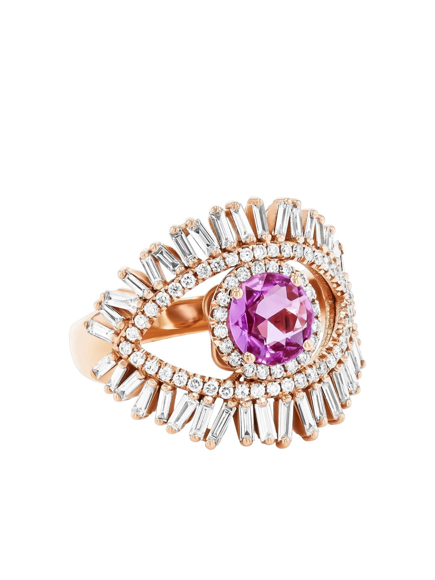 18K rose gold sapphire eye ring