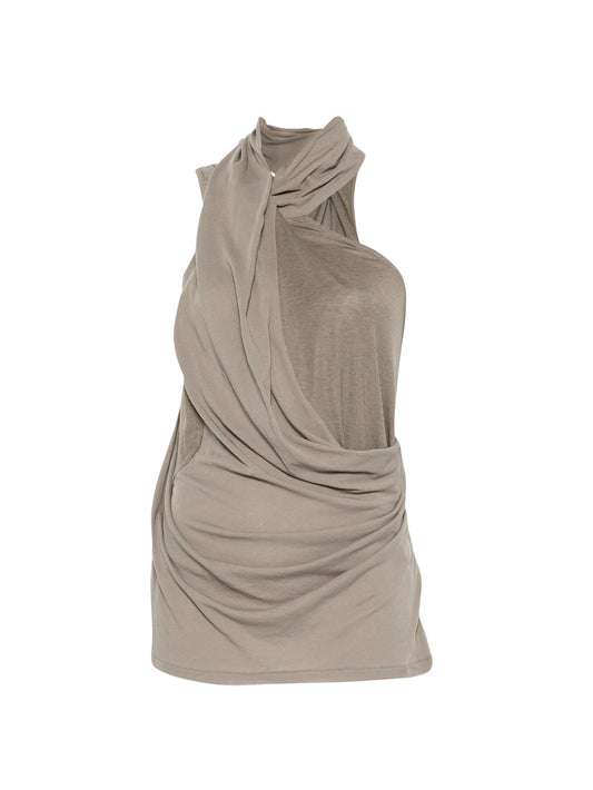 sleeveless draped-design top
