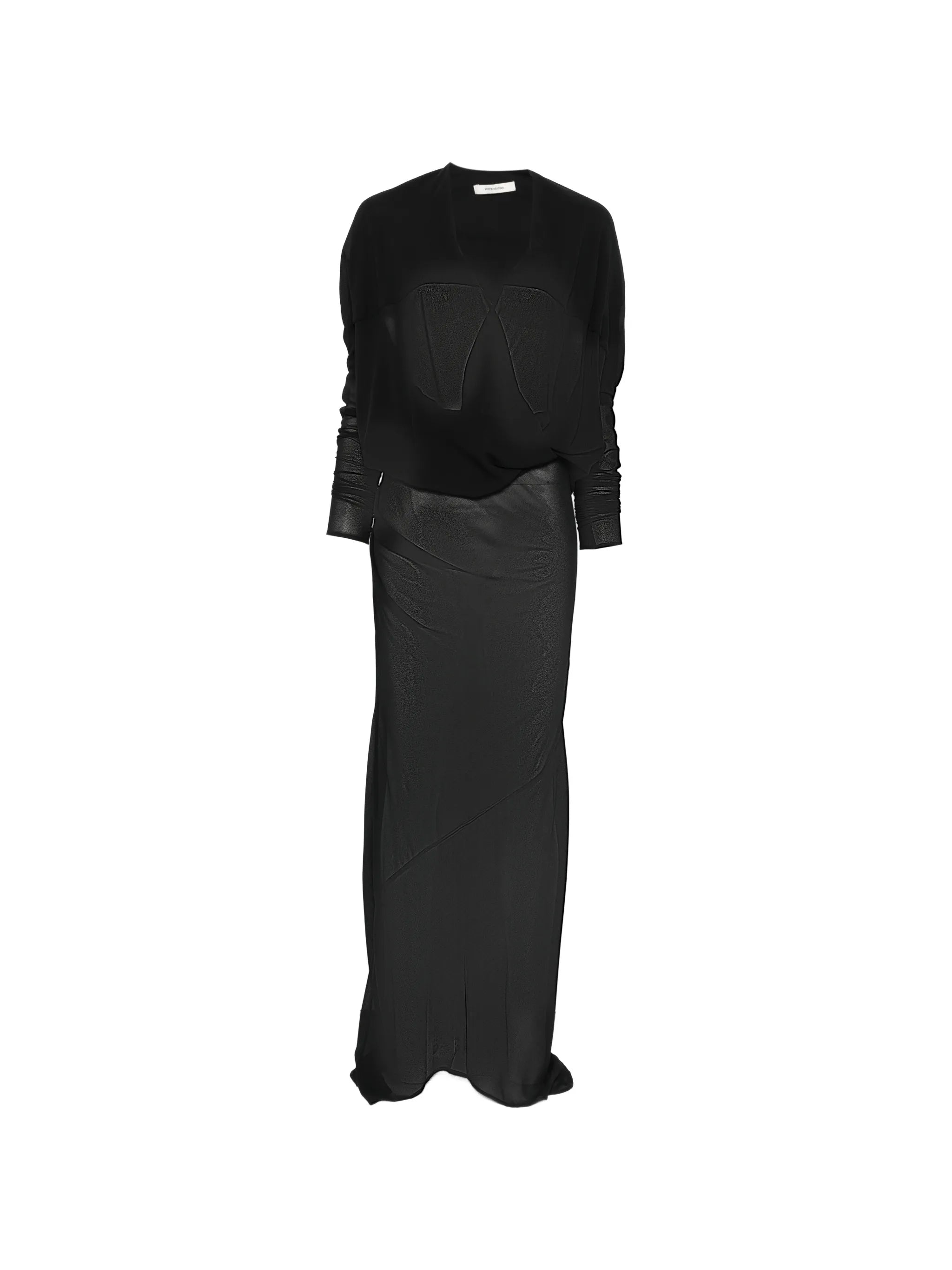 sheer-panel V-neck maxi wrap dress