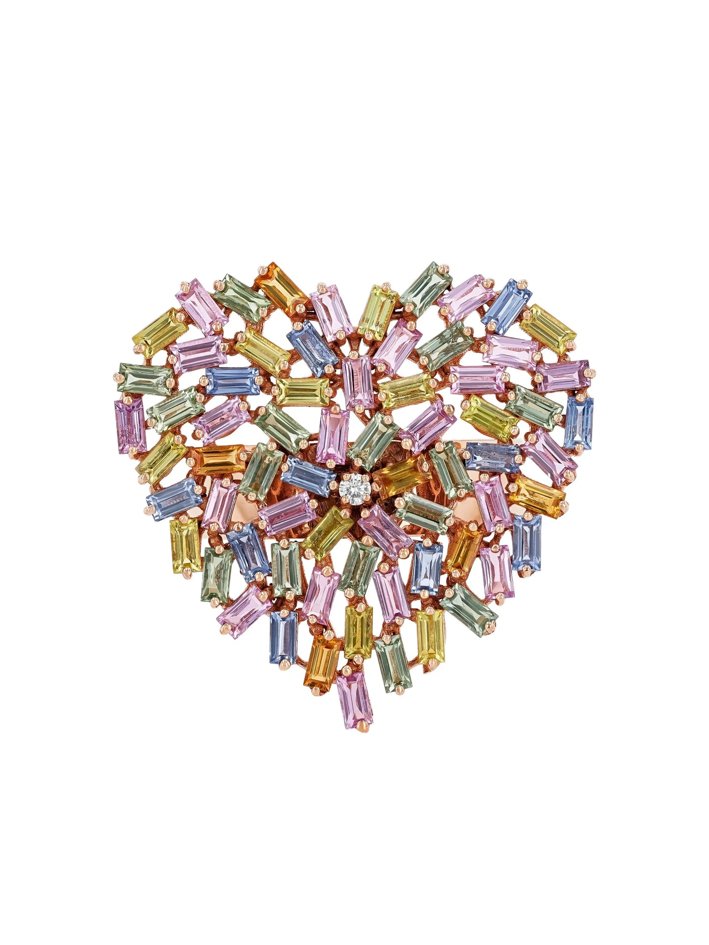 18K rose gold sapphire heart ring