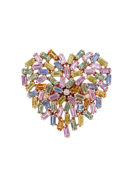 18K rose gold sapphire heart ring
