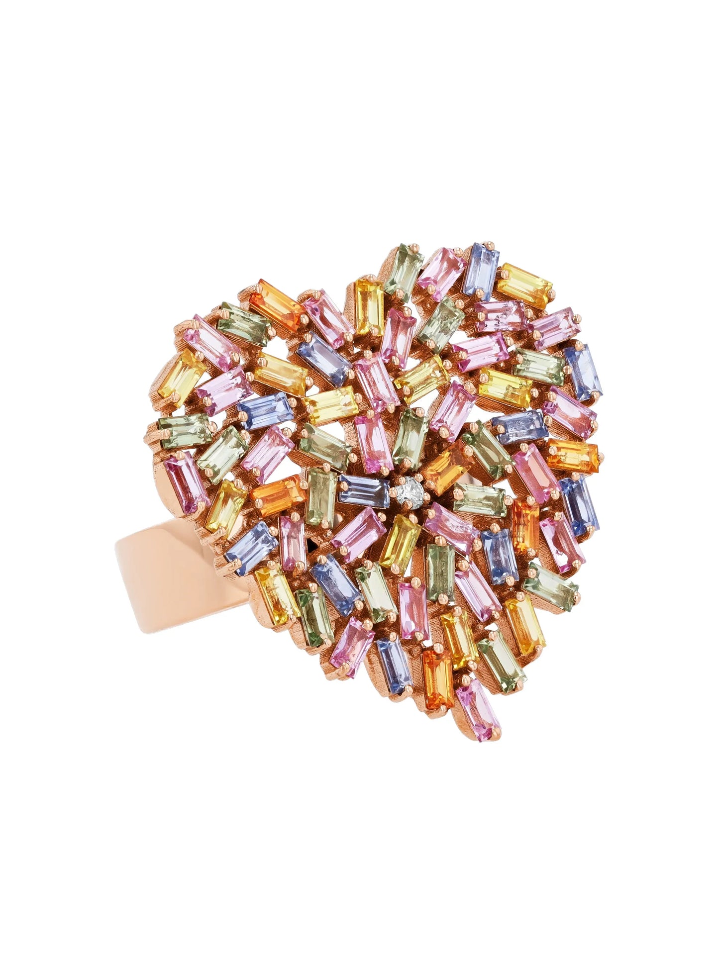 18K rose gold sapphire heart ring