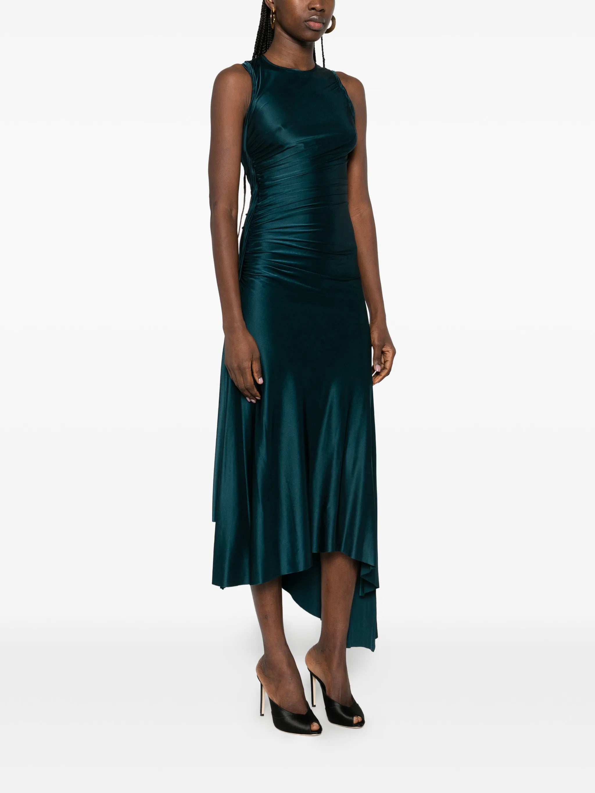 asymmetric-hem midi dress