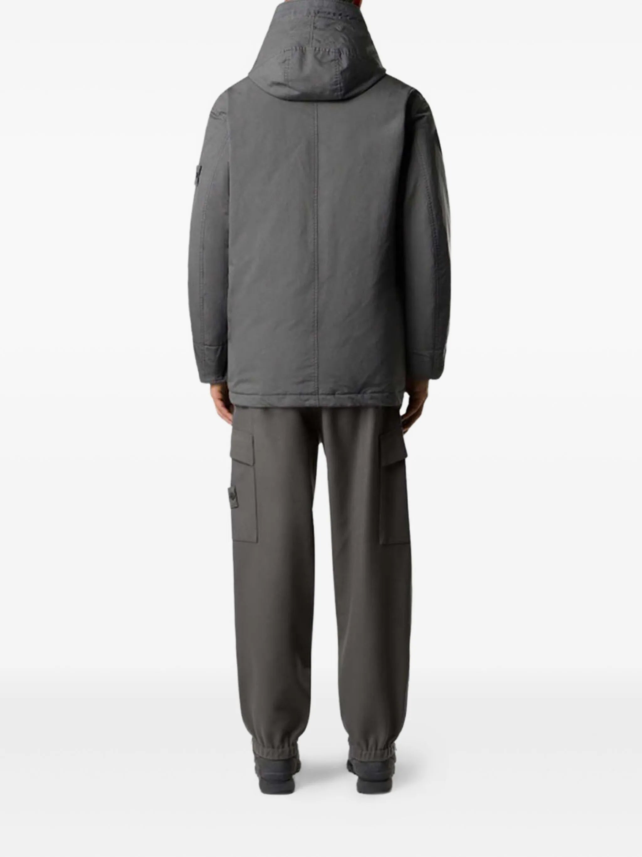 diagonal-pocket hooded parka