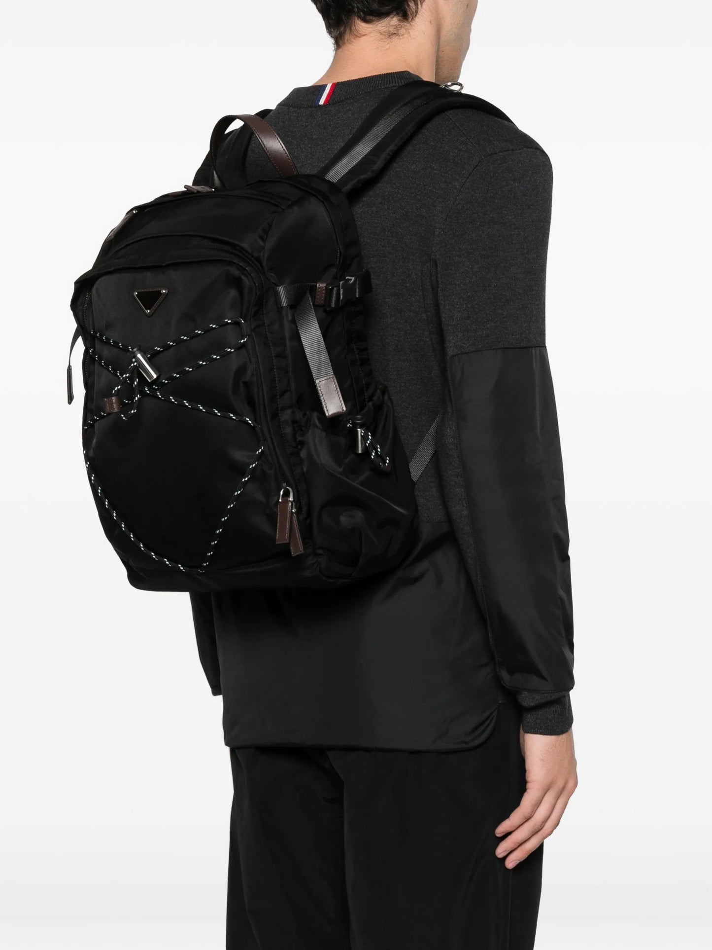 logo-plaque drawstring backpack