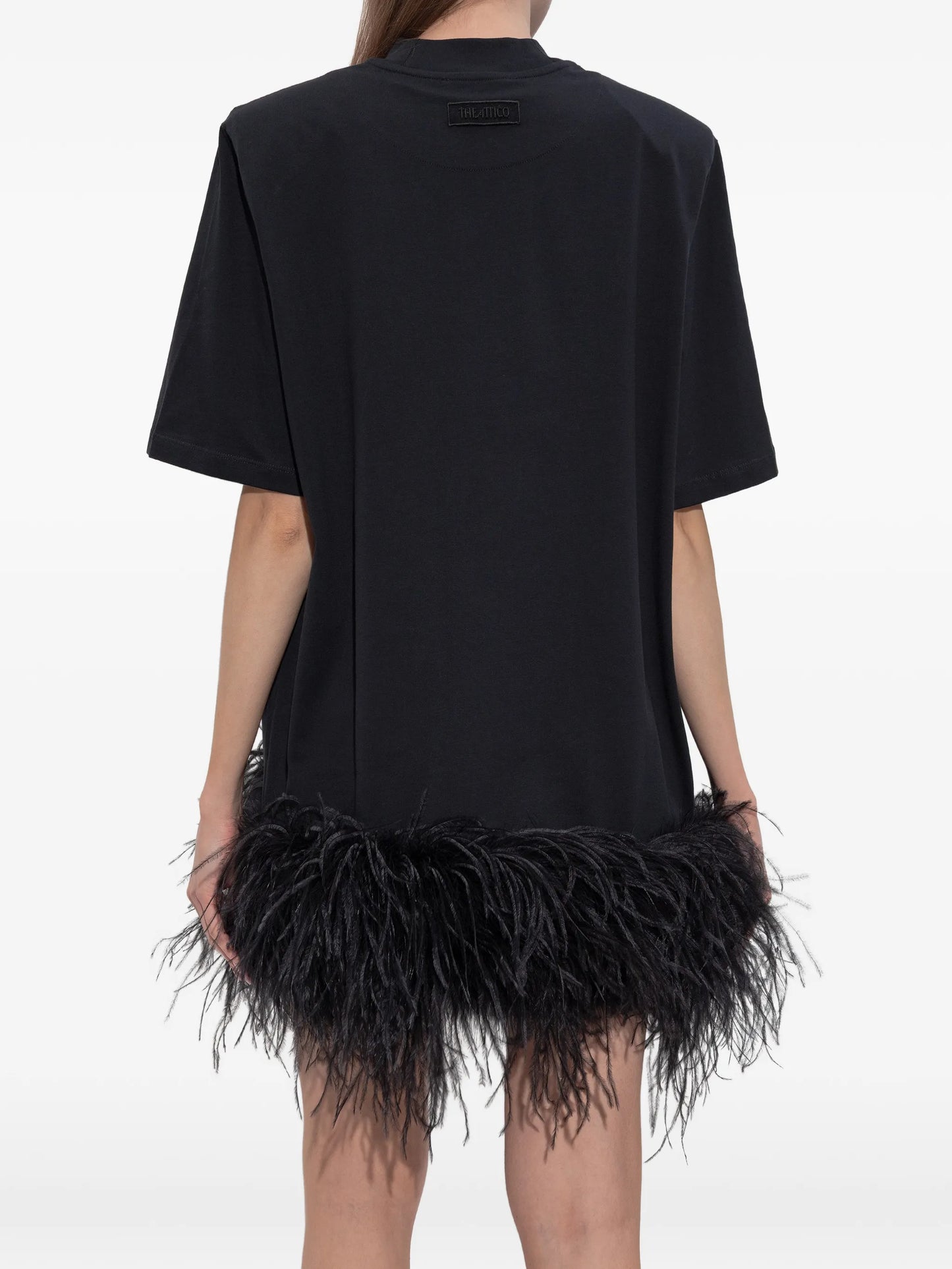 feather-trim mini dress
