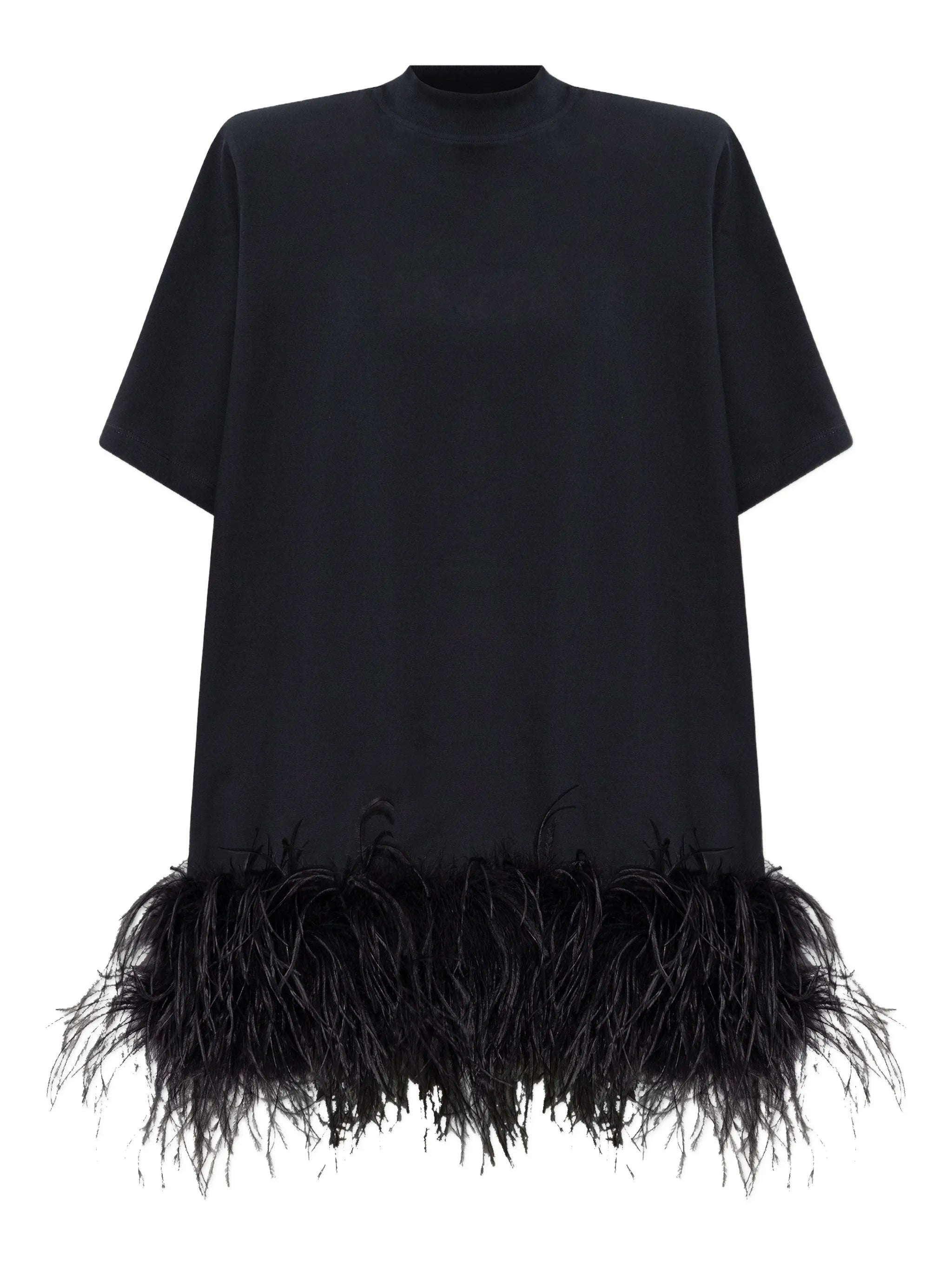 feather-trim mini dress