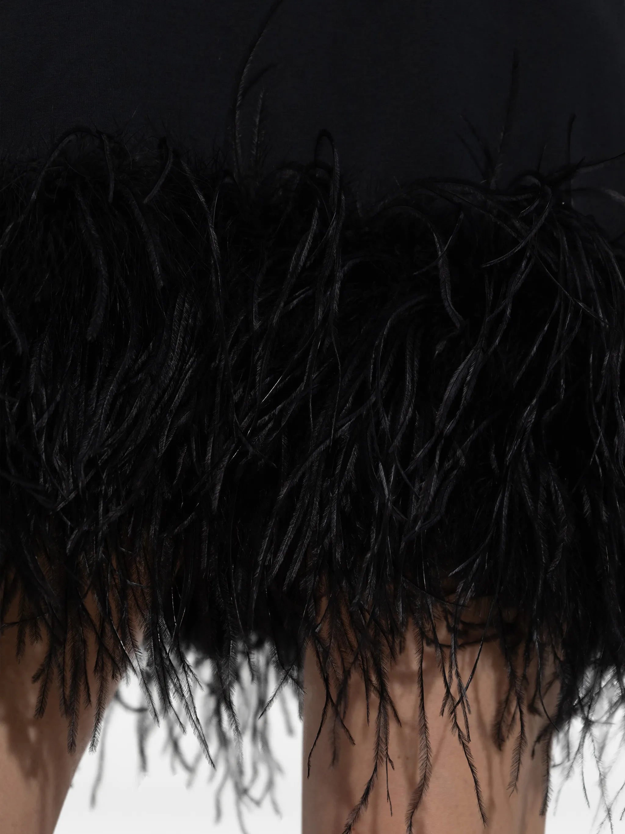 feather-trim mini dress