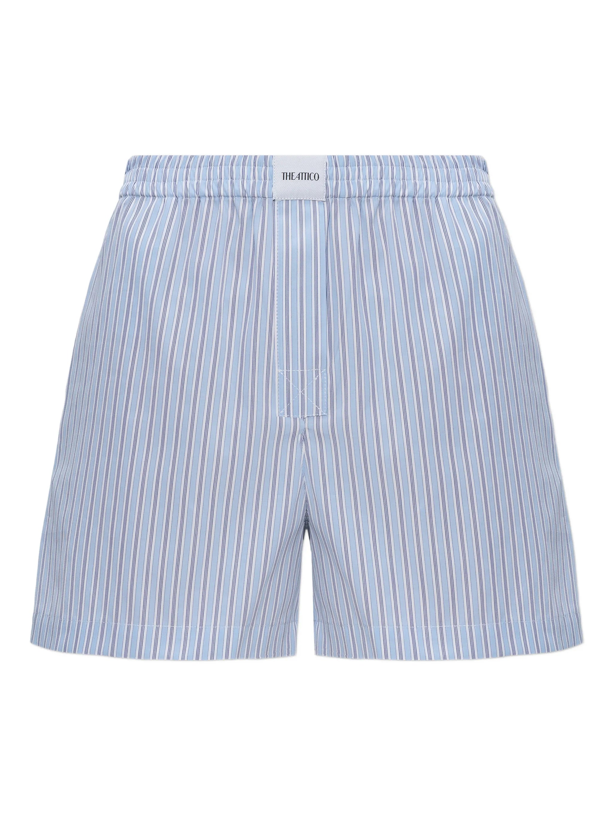 striped-pattern elasticated mini shorts