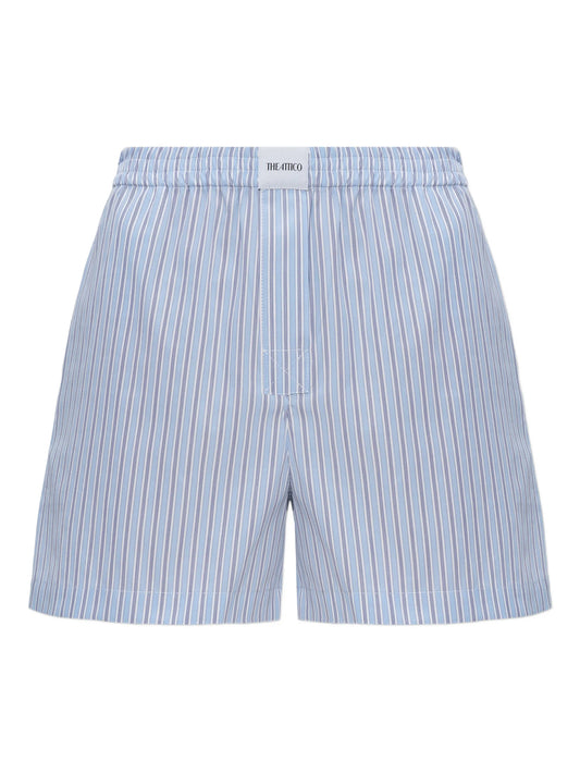 striped-pattern elasticated mini shorts