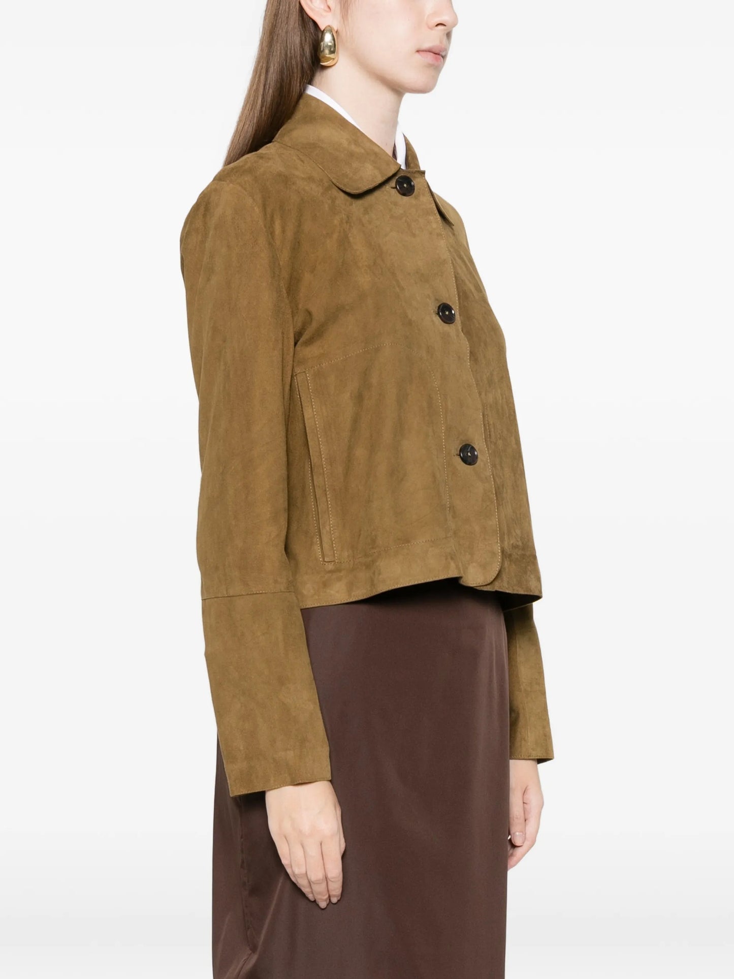 button suede jacket