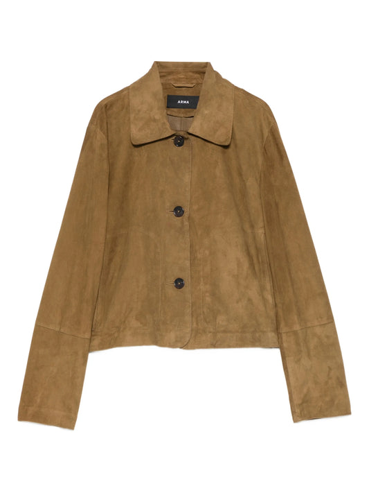 button suede jacket