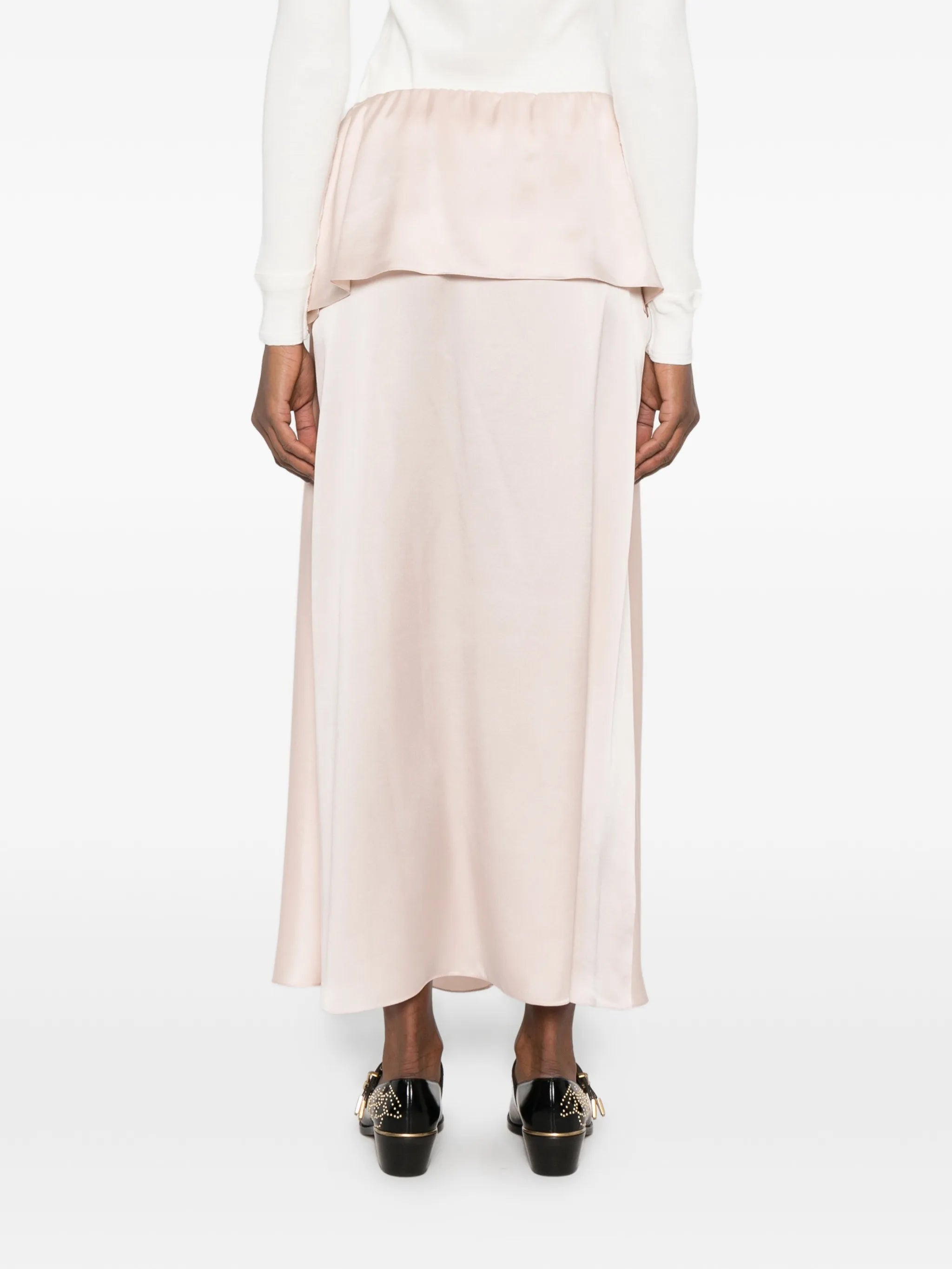ruffled satin maxi skirt